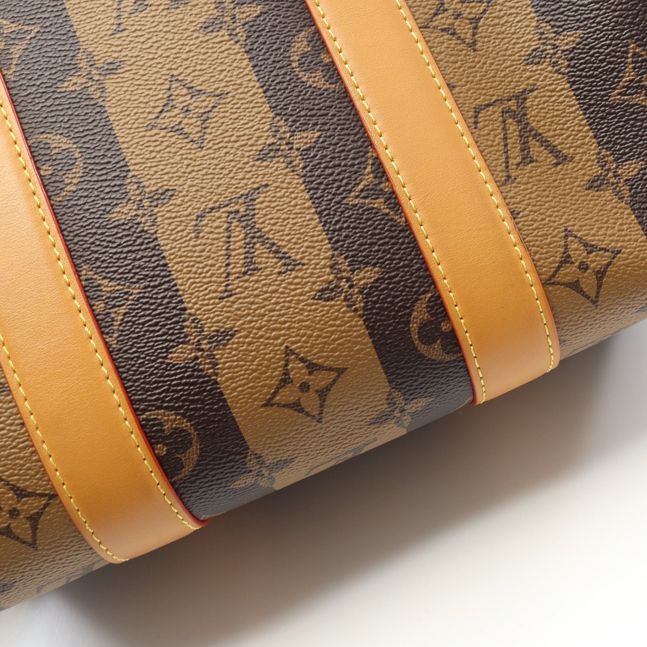 Louis Vuitton Louis Vuitton Louis Vuitton * Nigo City Keepall Monogram Stripe Lv Squared Shoulder Bag Leather Brown Light Size ONE SIZE - 6 Thumbnail