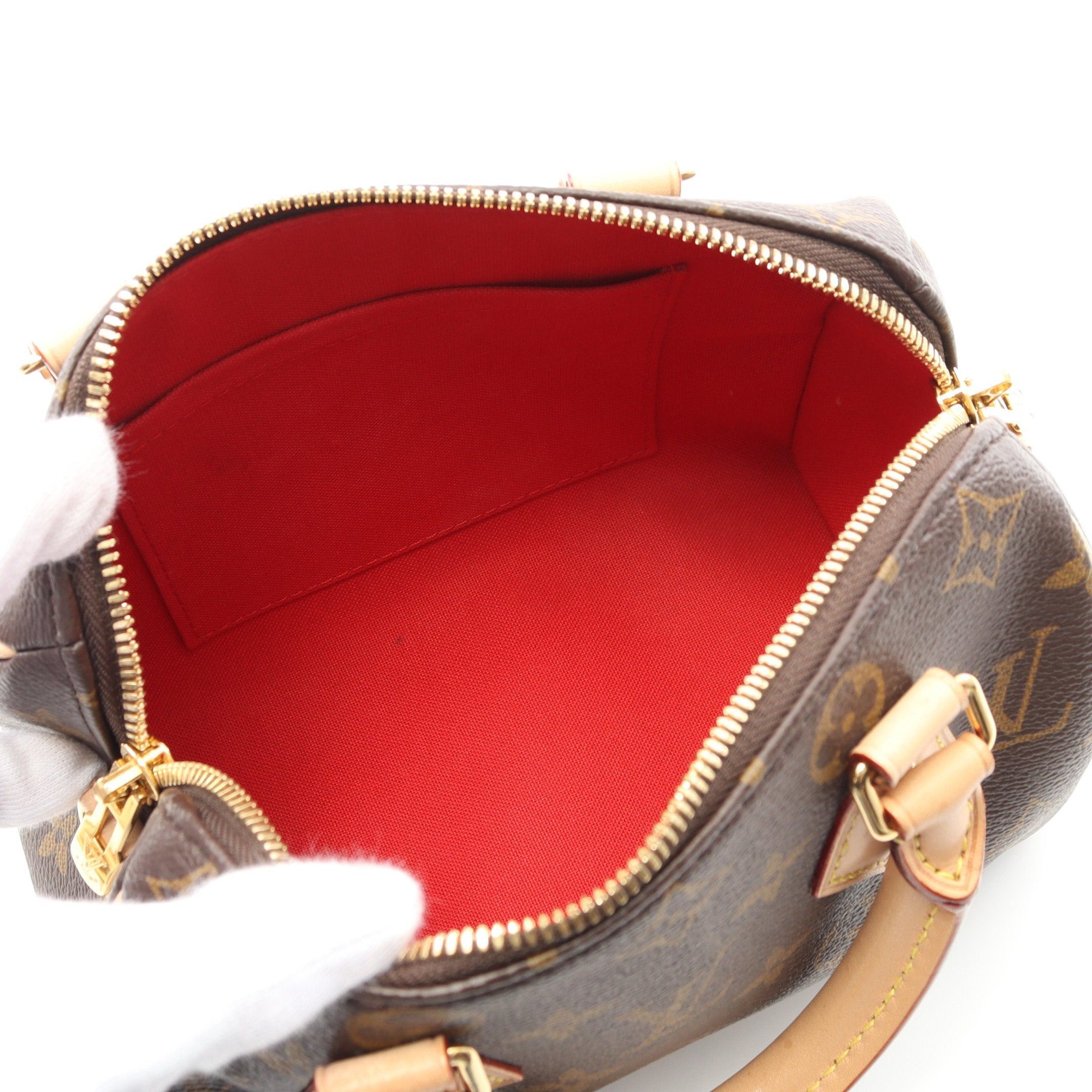 Louis Vuitton Louis Vuitton Speedy 20 Monogram Beige Handbag Leather Brown Size ONE SIZE - 3 Thumbnail