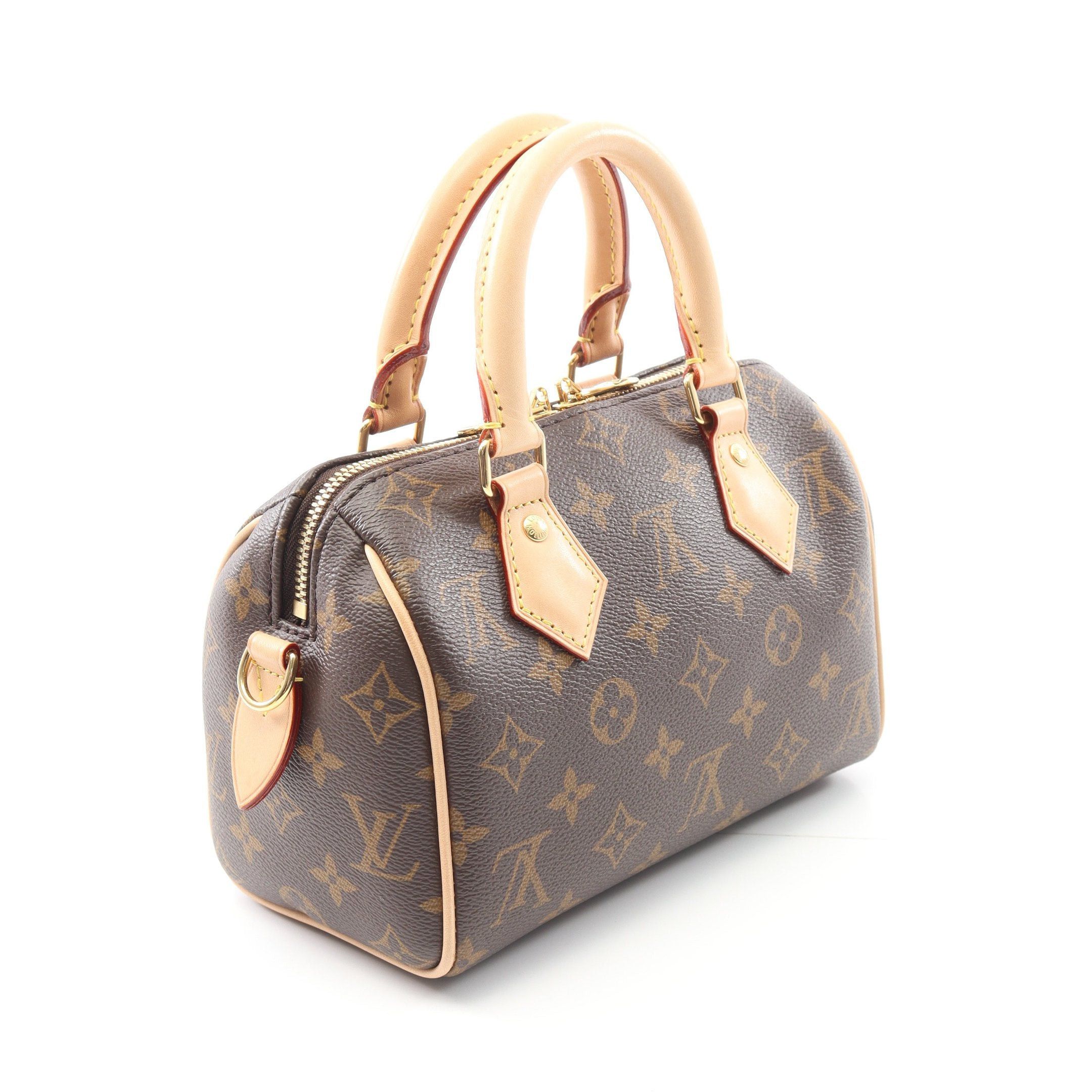 Louis Vuitton Louis Vuitton Speedy 20 Monogram Beige Handbag Leather Brown Size ONE SIZE - 2 Thumbnail