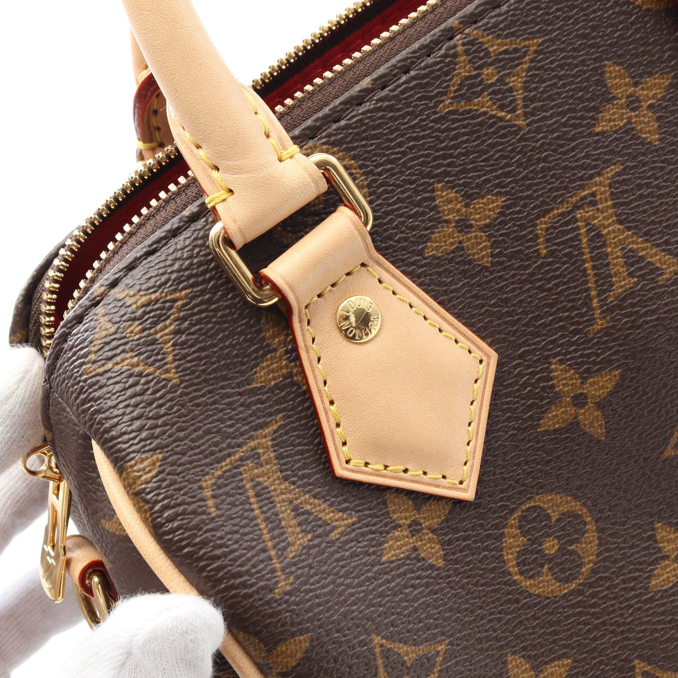 Louis Vuitton Louis Vuitton Speedy 20 Monogram Beige Handbag Leather Brown Size ONE SIZE - 7 Thumbnail
