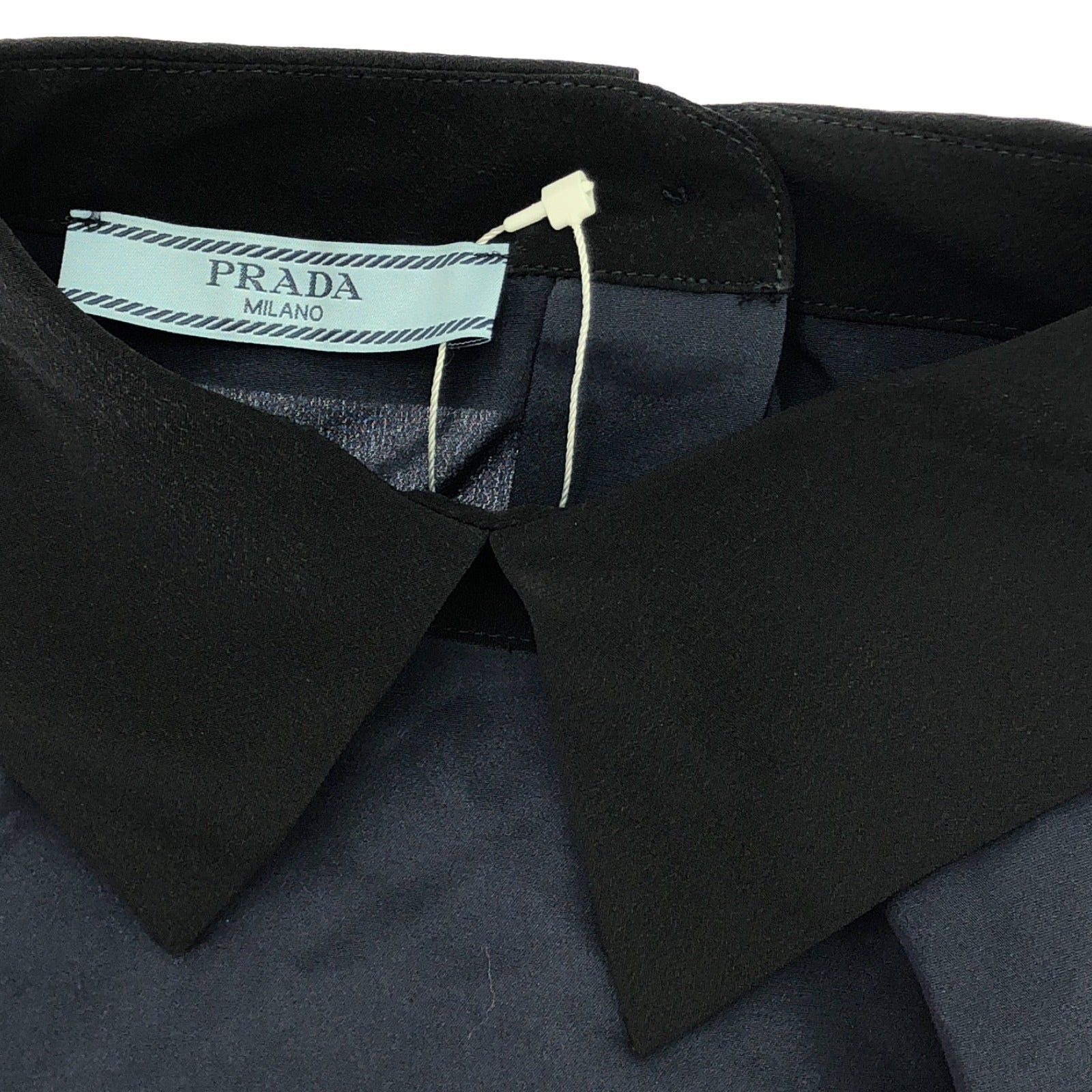 Prada Prada Shirt Blouse Silk Navy Size ONE SIZE - 5 Thumbnail