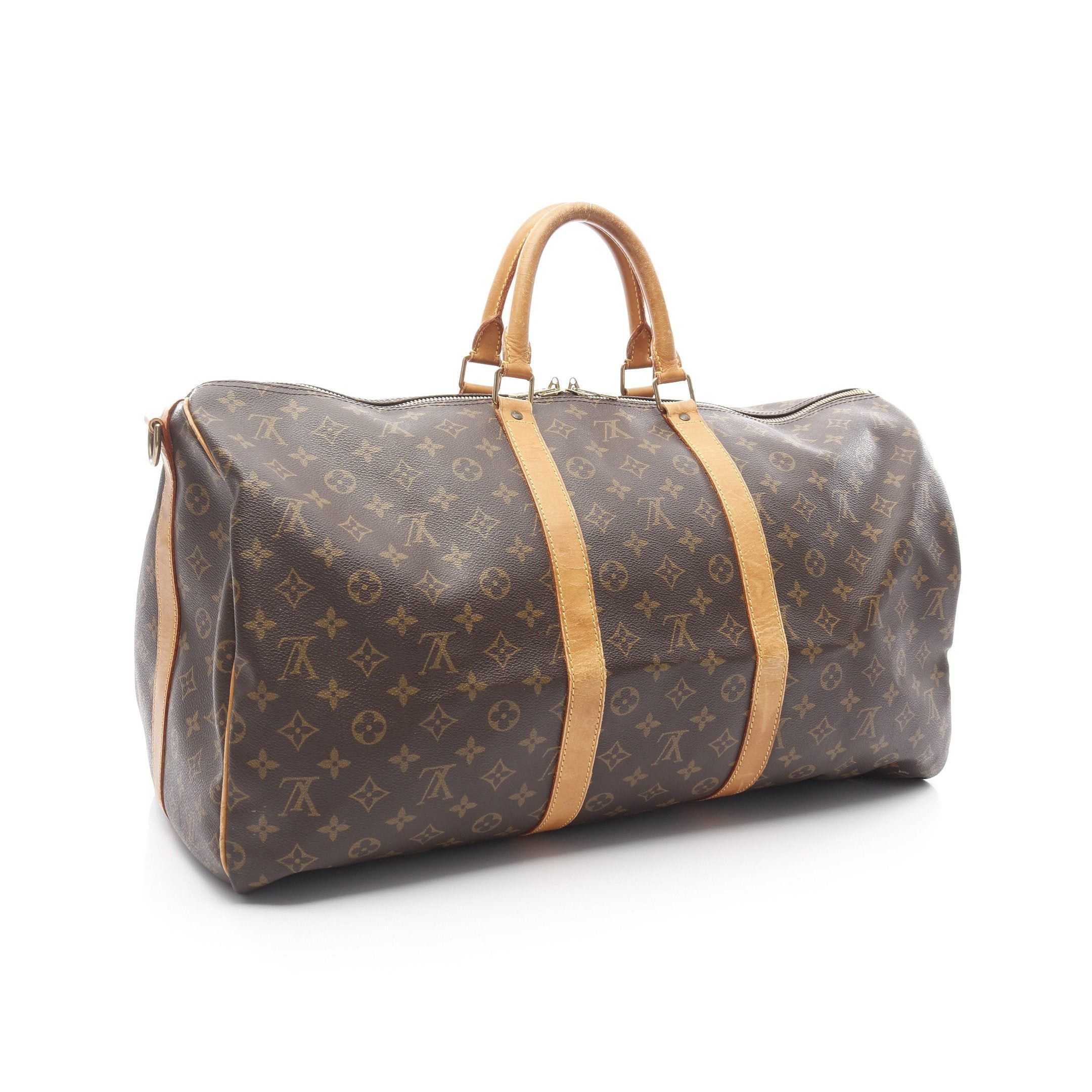 Louis Vuitton Louis Vuitton Keepall 55 Monogram Boston Bag Leather Brown Size ONE SIZE - 2 Thumbnail