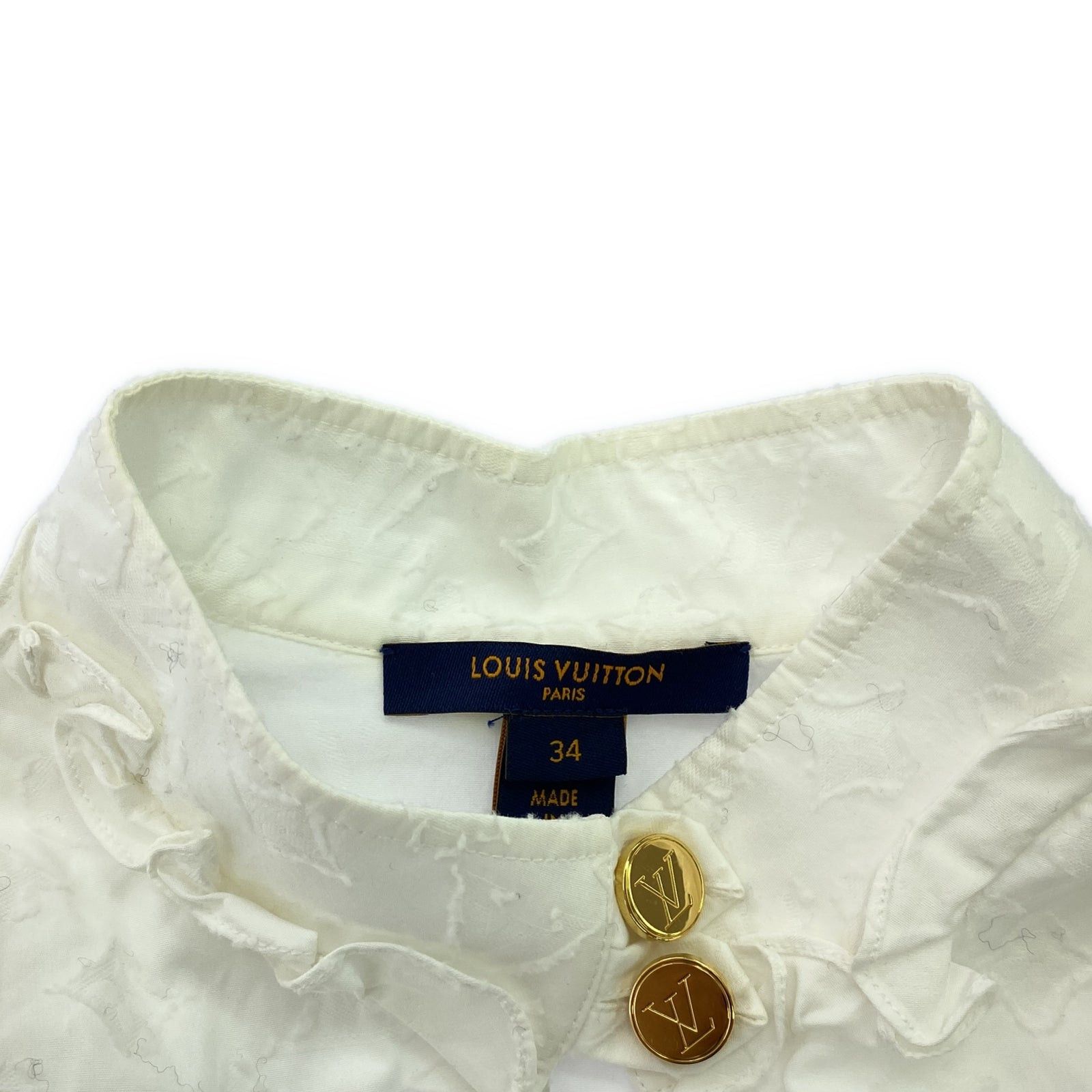 Louis Vuitton Louis Vuitton Rw192W Monogram Blouse White Cotton Size ONE SIZE - 9 Thumbnail