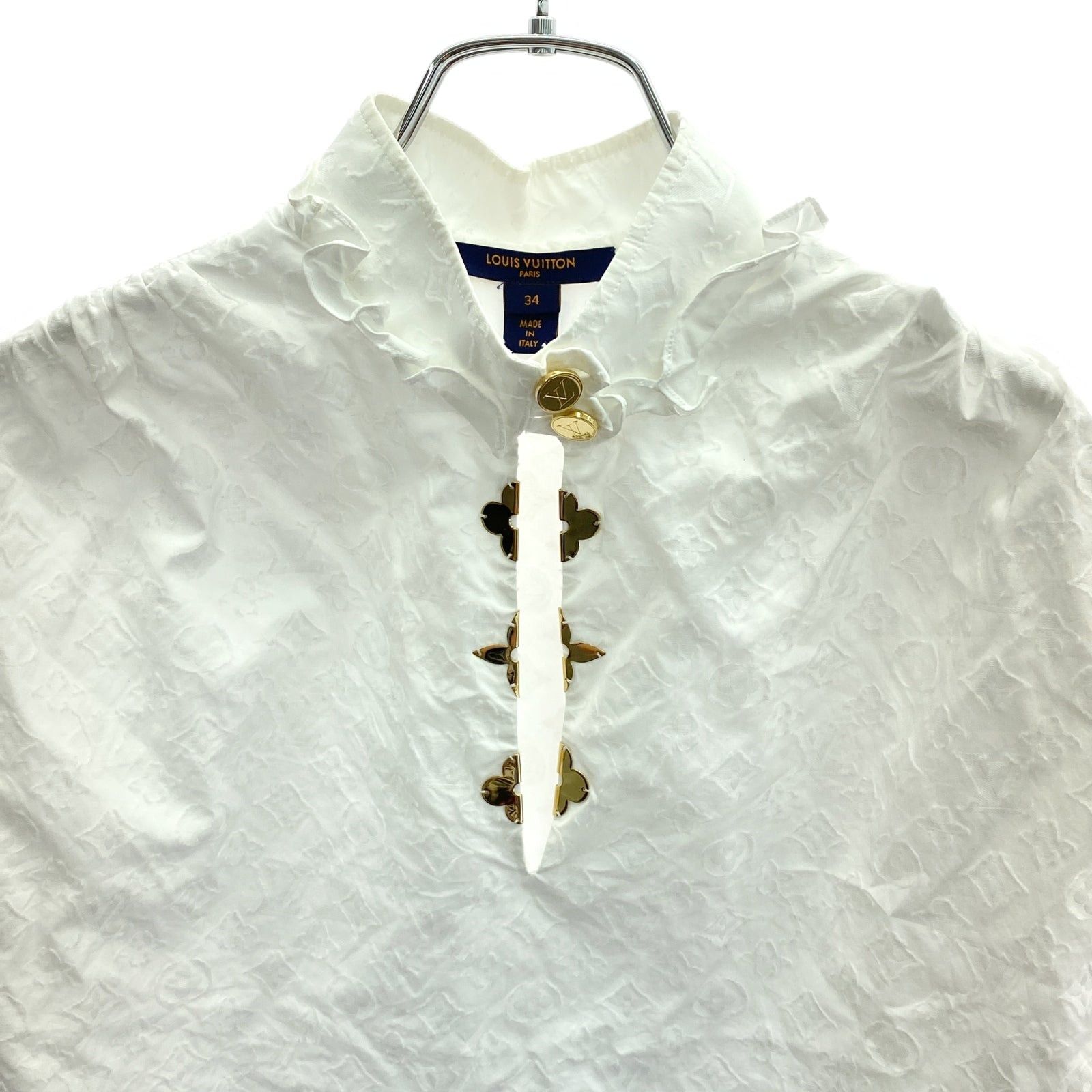 Louis Vuitton Louis Vuitton Rw192W Monogram Blouse White Cotton Size ONE SIZE - 3 Thumbnail