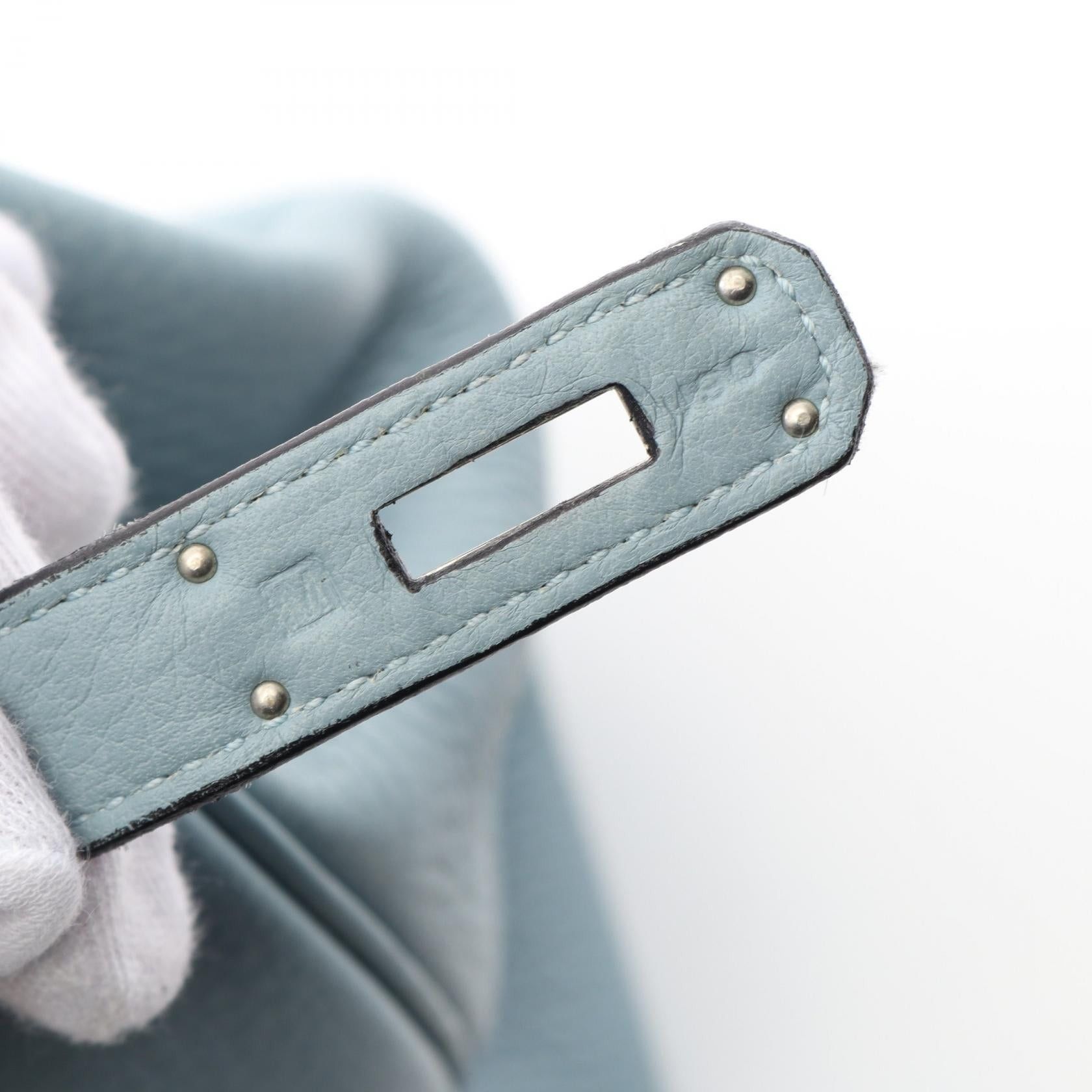Hermes Hermes Birkin 35 Aqua Handbag Clemence Leather Light Blue Silver Hardware □M Stamp (Manufactured Around 2009) Size ONE SIZE - 5 Thumbnail