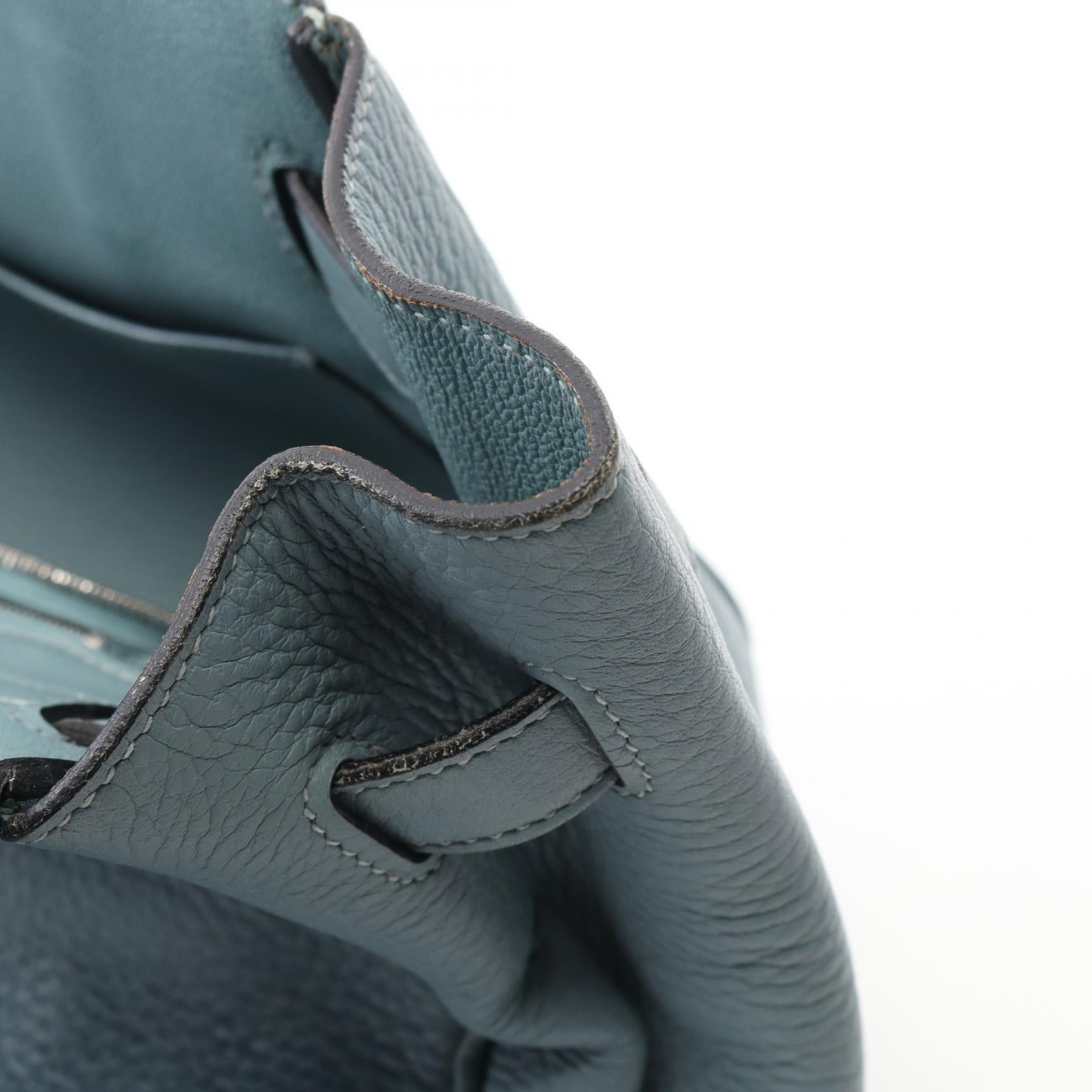 Hermes Hermes Birkin 35 Aqua Handbag Clemence Leather Light Blue Silver Hardware □M Stamp (Manufactured Around 2009) Size ONE SIZE - 10 Thumbnail