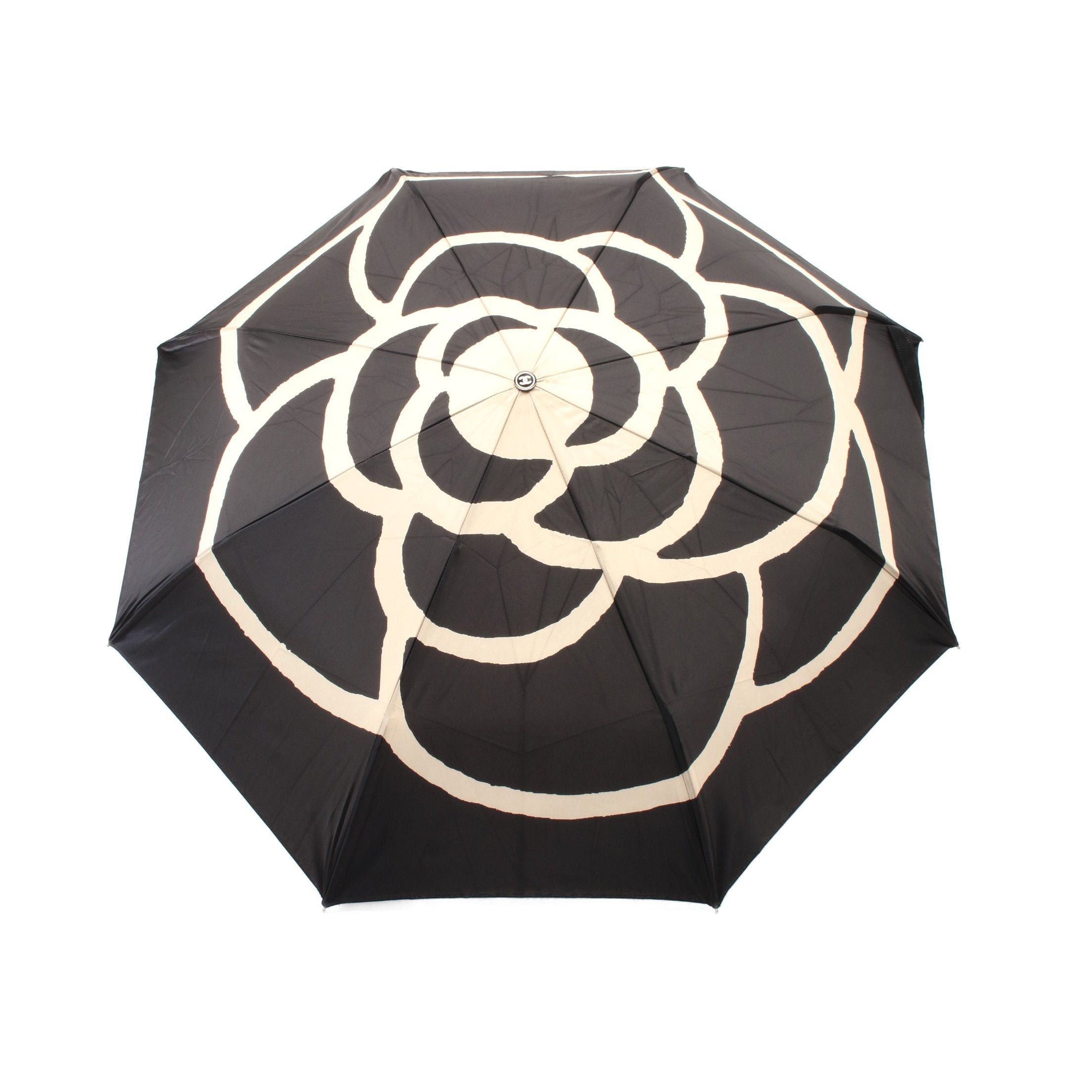 Chanel Chanel Camellia Folding Umbrella Black Beige Size ONE SIZE - 2 Thumbnail