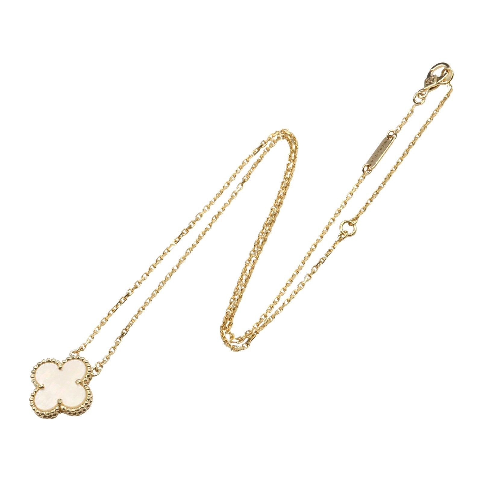 Van Cleef & Arpels Van Cleef Arpels Alhambra Necklace Mother Of Opal K18 (Yellow Gold) Pearl White Size ONE SIZE - 3 Thumbnail
