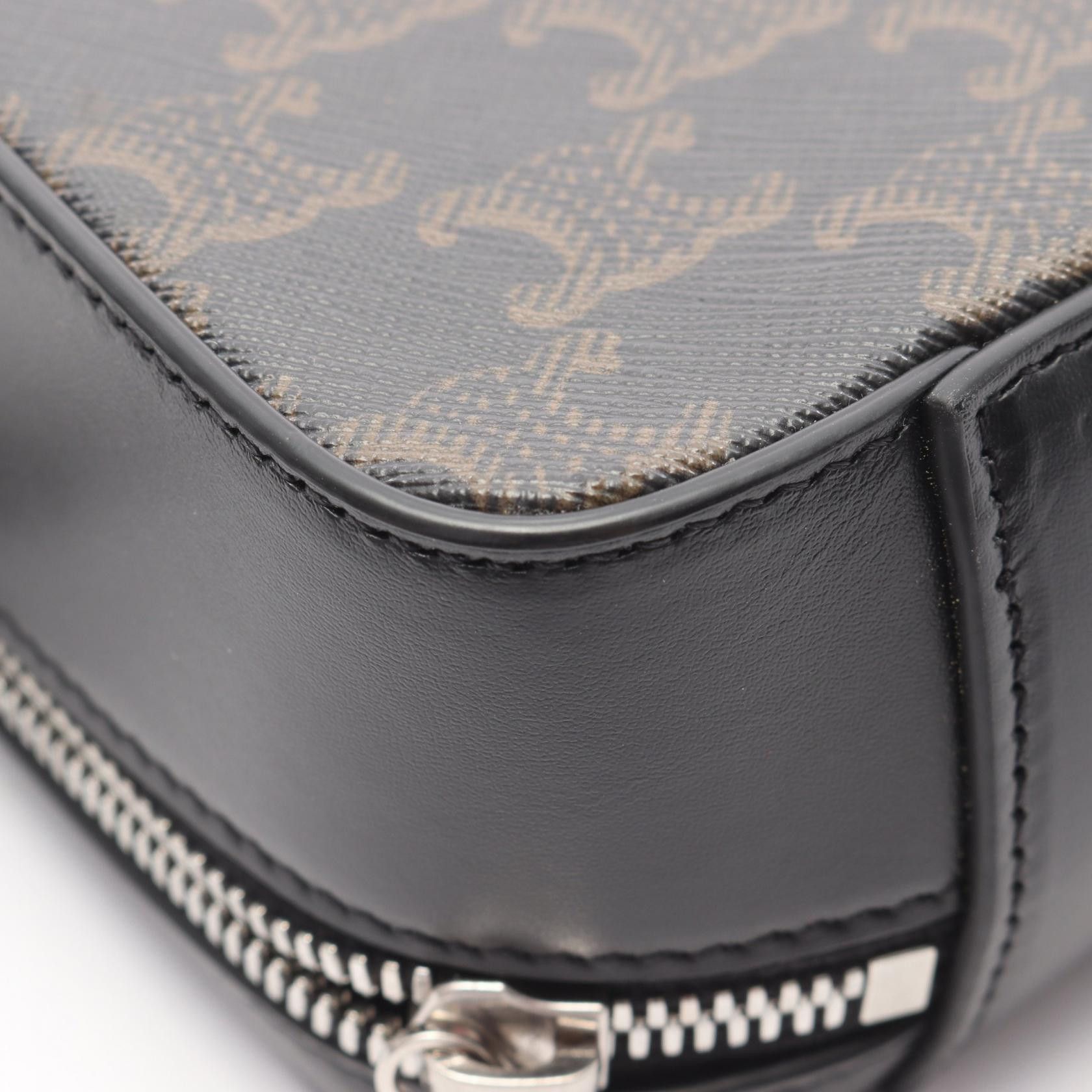Celine Celine Triomphe Mini Messenger Box Shoulder Bag Leather Black Brown Size ONE SIZE - 5 Thumbnail