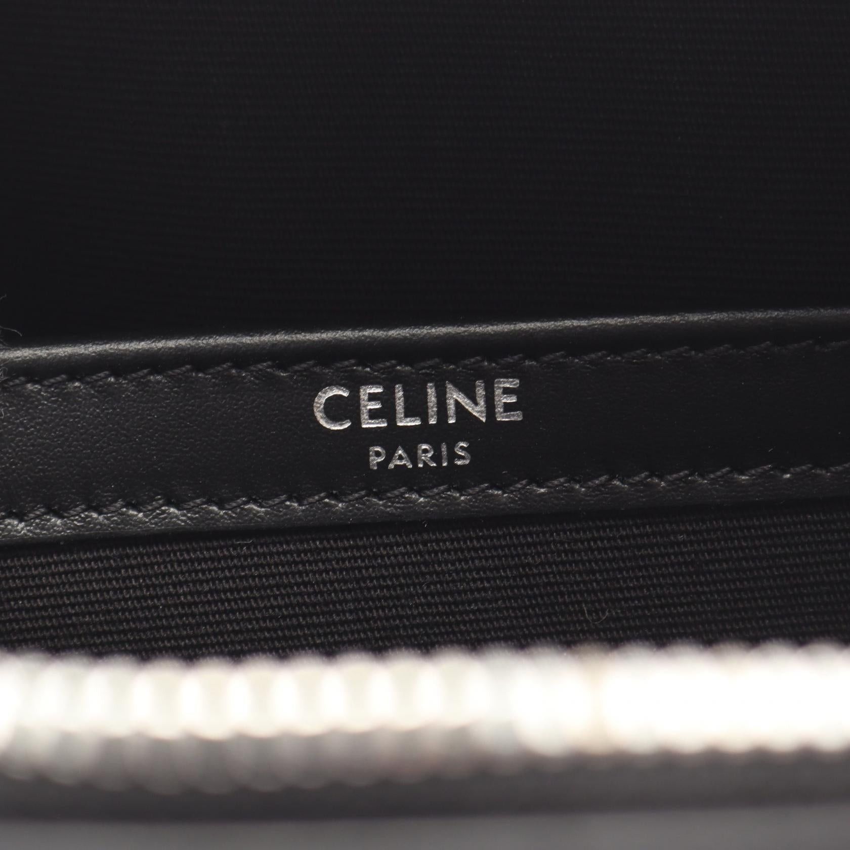Celine Celine Triomphe Mini Messenger Box Shoulder Bag Leather Black Brown Size ONE SIZE - 4 Thumbnail