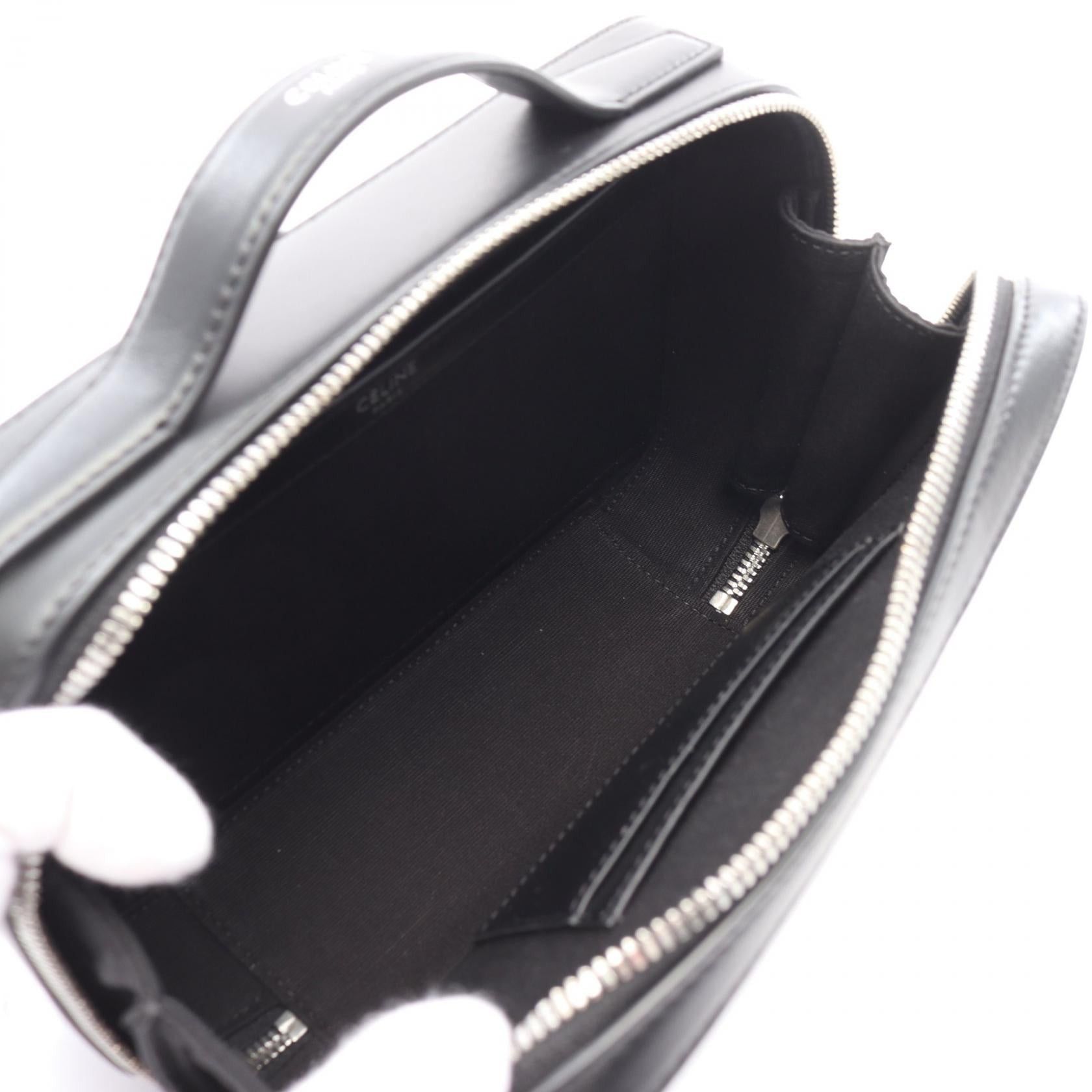 Celine Celine Triomphe Mini Messenger Box Shoulder Bag Leather Black Brown Size ONE SIZE - 3 Thumbnail