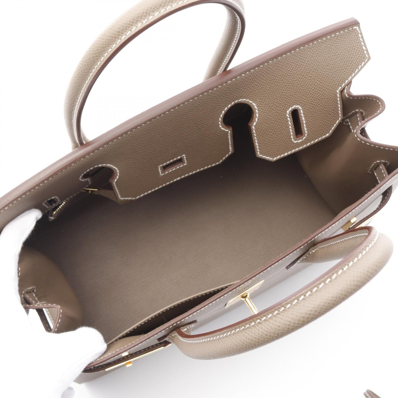 Hermes Hermes Birkin Serie 30 Etoupe Handbag Veau Epsom Gray Brown Gold Hardware Double Engraved Size ONE SIZE - 3 Thumbnail