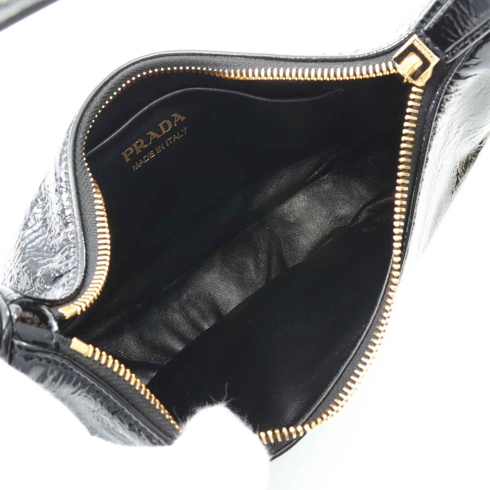 Prada Prada Arke Naplak Patent Handbag Leather Black Triangle Size ONE SIZE - 3 Thumbnail