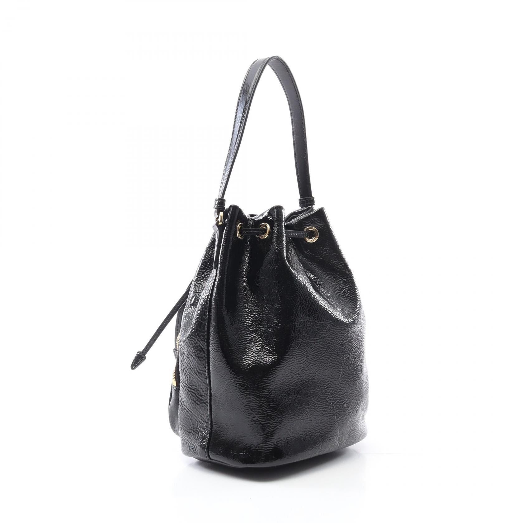 Prada Prada Duet Naplak Patent Bucket Bag Handbag Leather Black Size ONE SIZE - 2 Thumbnail