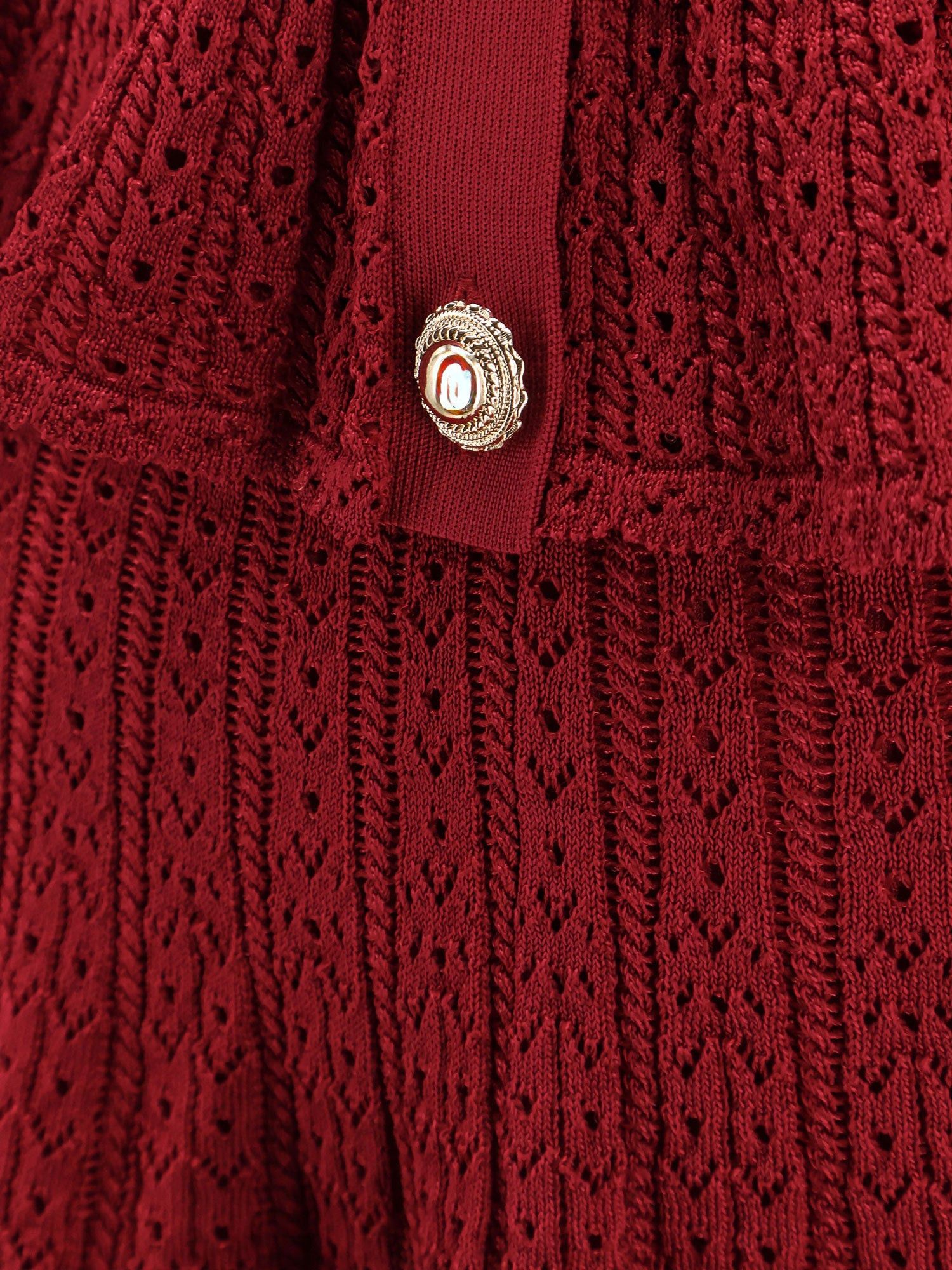 【関税&送料込】Self Portrait Perforated Knit Dress With Jew Self-Portrait Perforated Knit Short Dress With Jewel Buttons