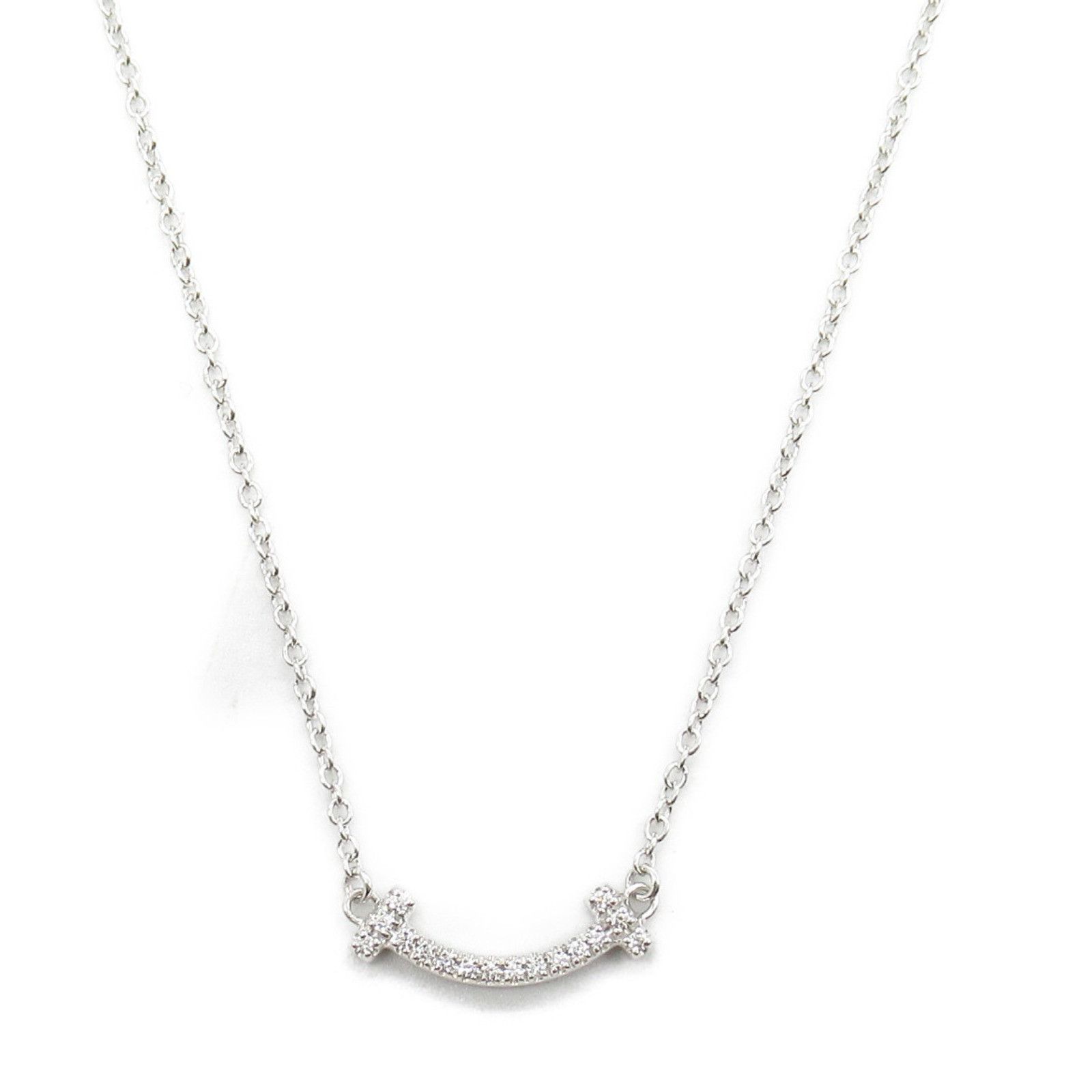 Tiffany & Co. Tiffany & Co Tiffany & Co. T Smile Mini Au750 Diamond Necklace Calfskin Necklace Size ONE SIZE - 2 Thumbnail