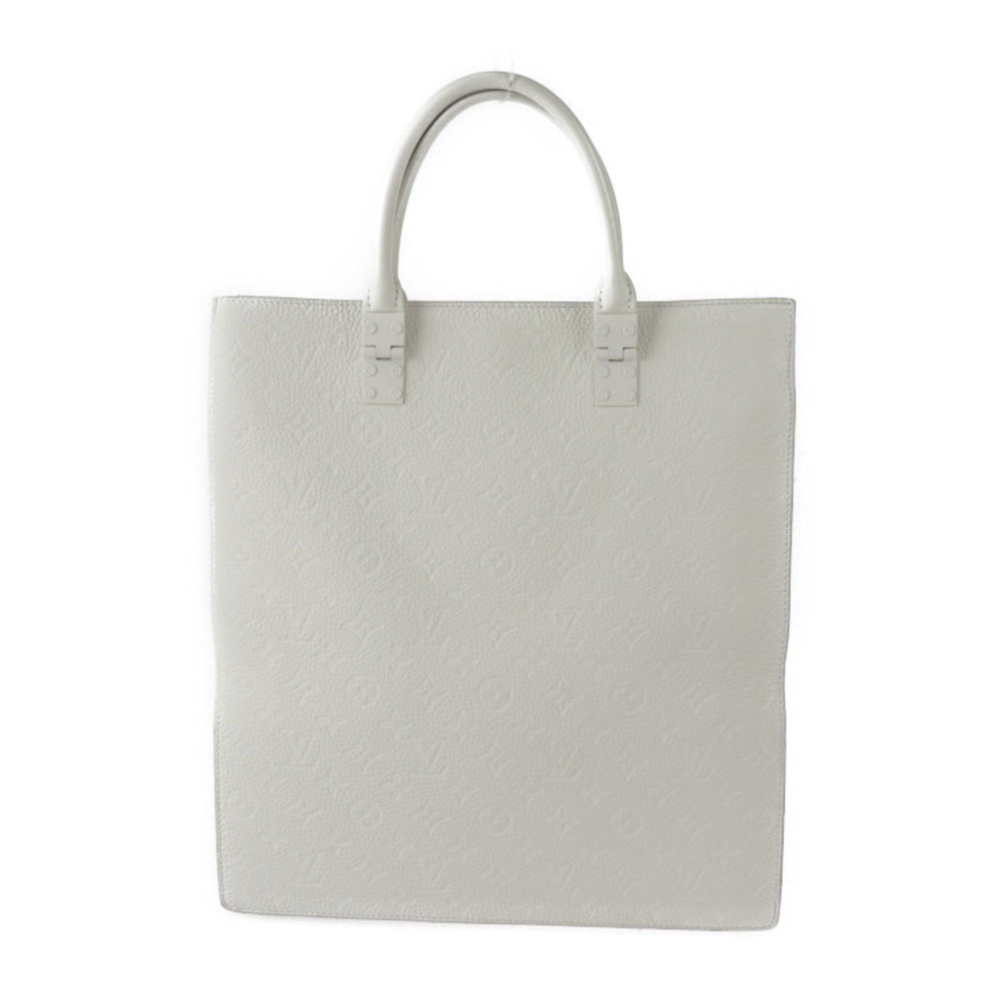 Louis Vuitton Louis Vuitton Sac Plat Virgil Abloh Monogram Tote Bag M53265 Taurillon Leather White Shoulder 2429043007126R1 Size ONE SIZE - 3 Thumbnail