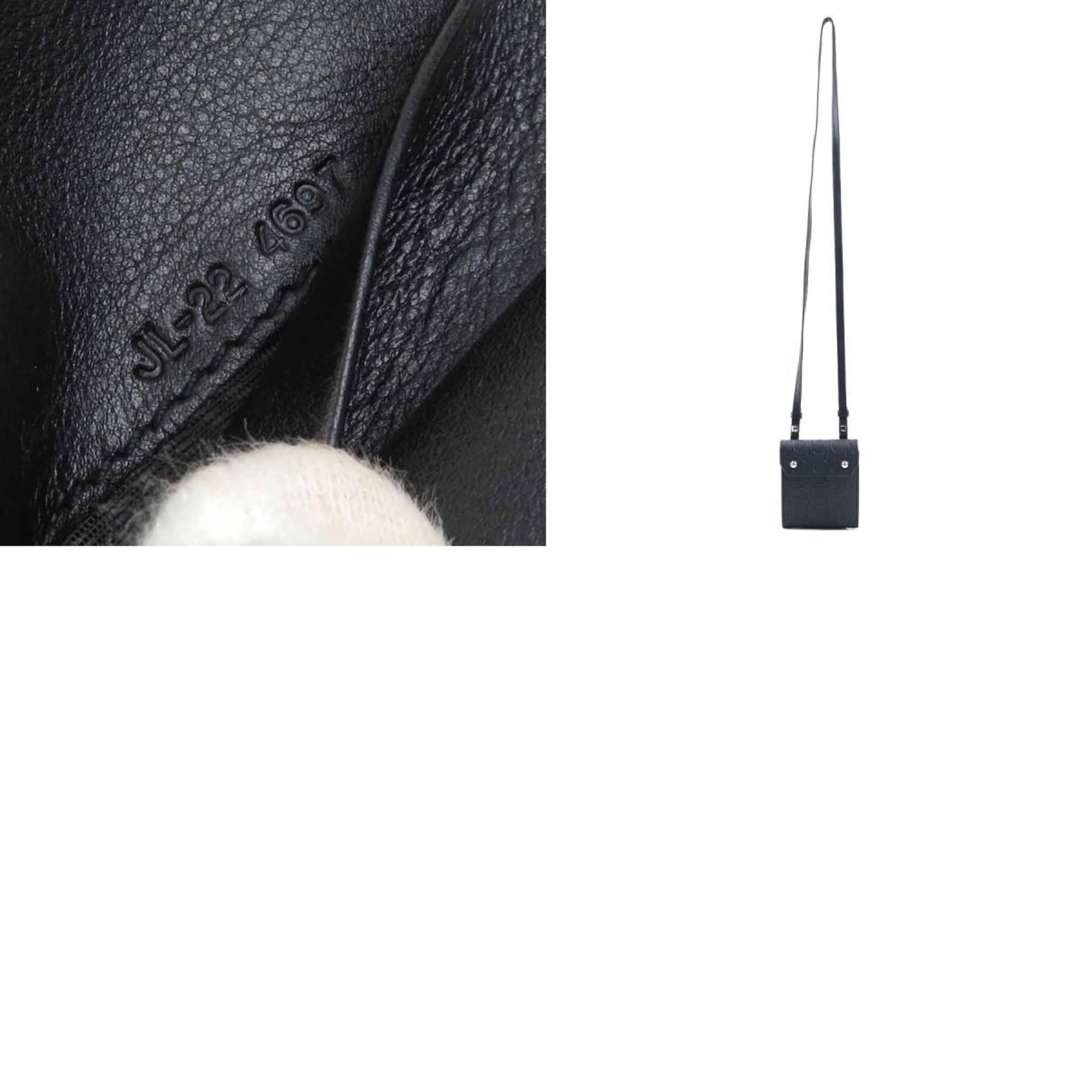 Salvatore Ferragamo Salvatore Ferragamo Tri-fold wallet Shoulder Gancini Leather Black Silver Men's Women's e60404a Size ONE SIZE - 5 Thumbnail