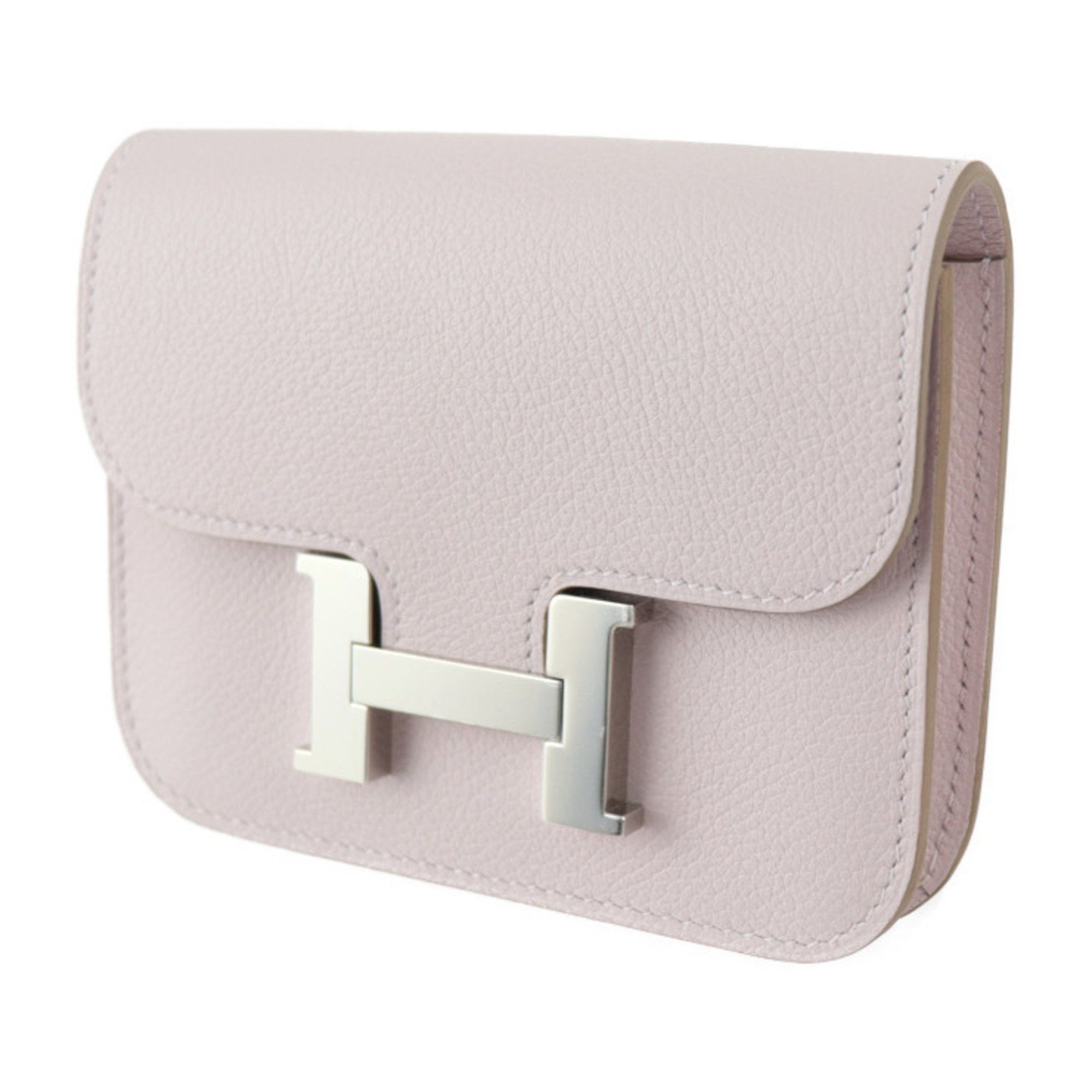 Hermes HERMES Constance Pouch - Evercolor Mauve Pale Compact Wallet Coin B Engraved 2414033007097R1 Size ONE SIZE - 2 Thumbnail