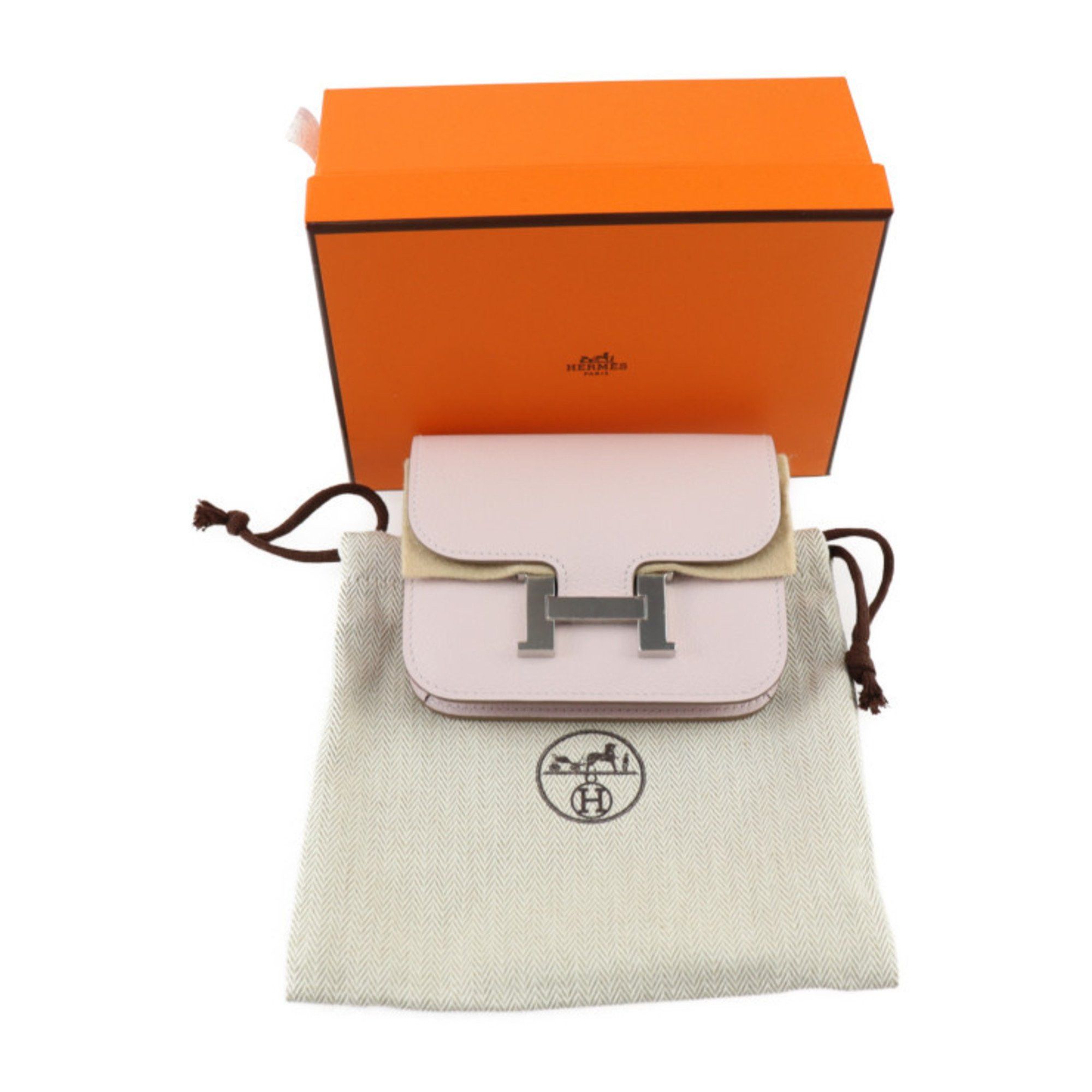 Hermes HERMES Constance Pouch - Evercolor Mauve Pale Compact Wallet Coin B Engraved 2414033007097R1 Size ONE SIZE - 9 Thumbnail