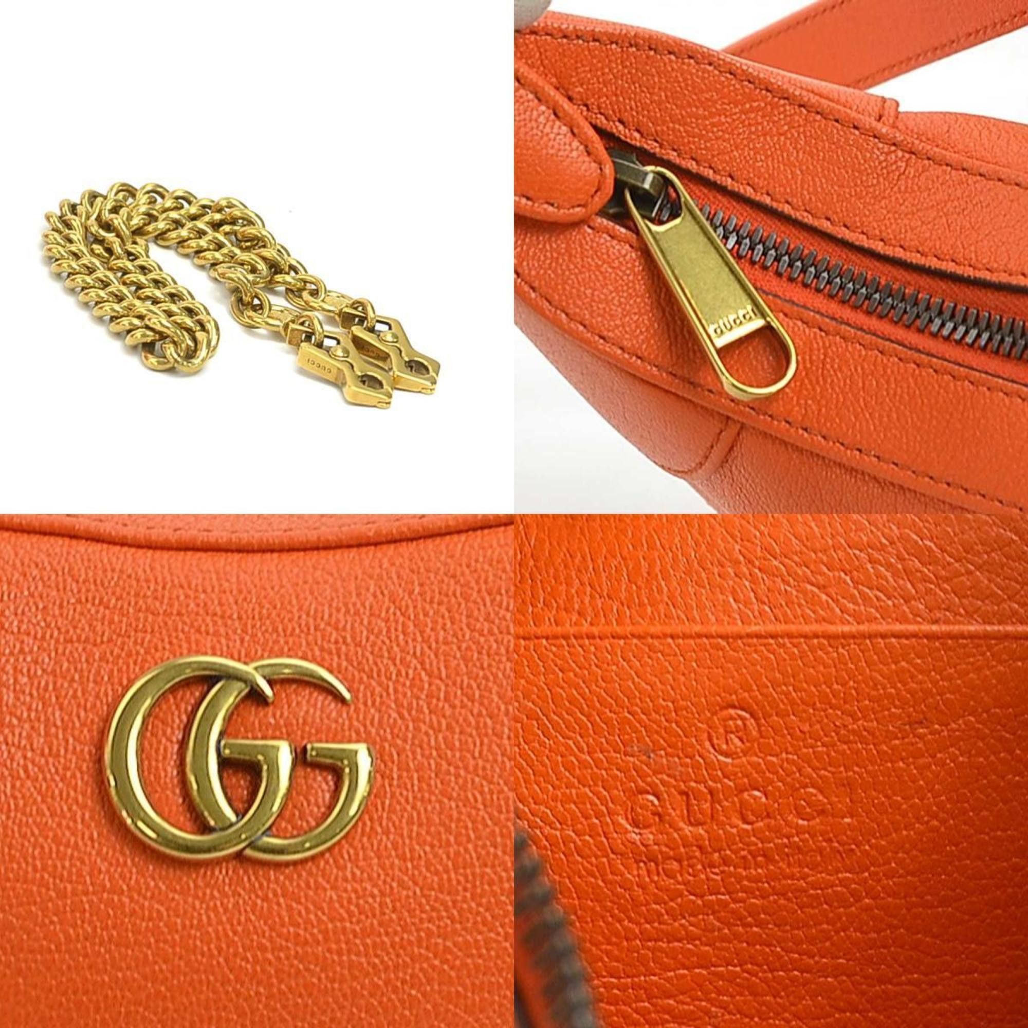 Gucci GUCCI 2-Way Bag Shoulder GG Marmont Leather Orange Gold Women's 731817 e60378g Size ONE SIZE - 4 Thumbnail