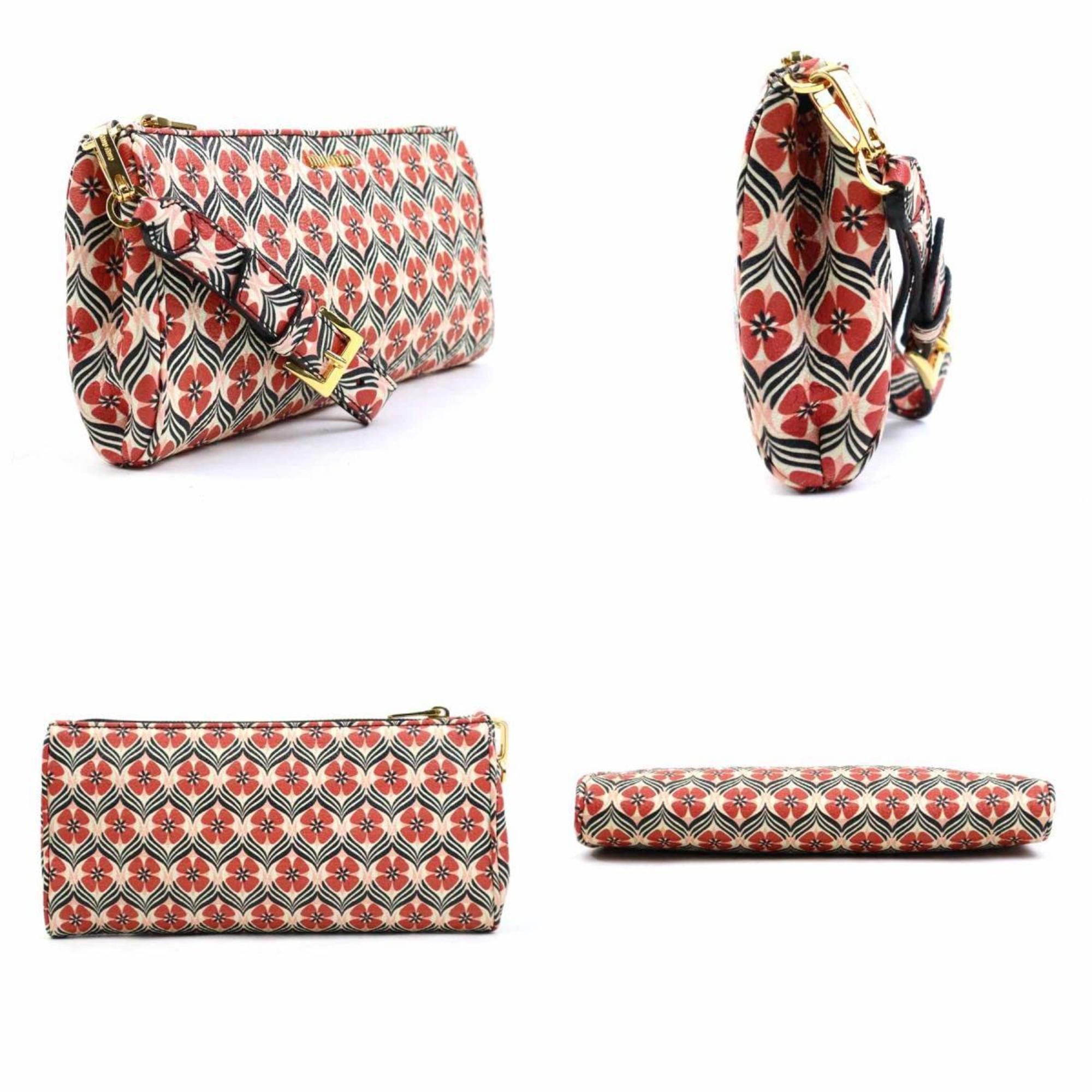 Miu Miu Miu Miu Miu Clutch Bag Leather Red x Multicolor Women's 5NE455 56123g Size ONE SIZE - 2 Thumbnail