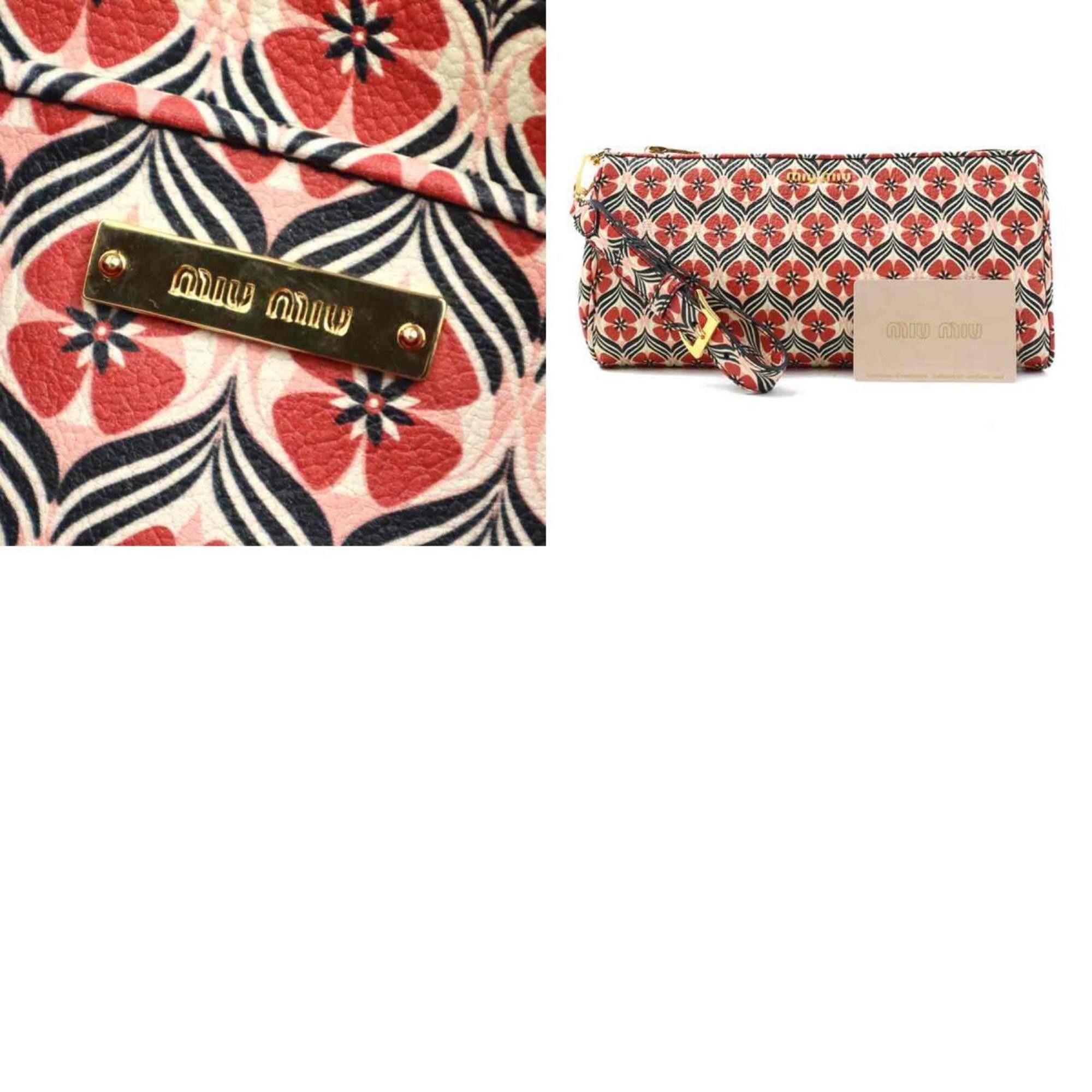 Miu Miu Miu Miu Miu Clutch Bag Leather Red x Multicolor Women's 5NE455 56123g Size ONE SIZE - 5 Thumbnail