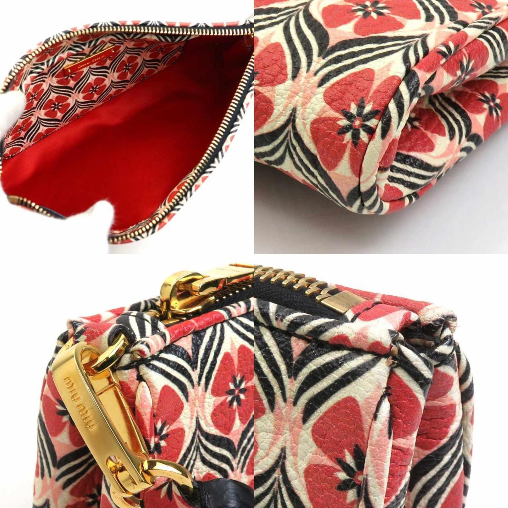 Miu Miu Miu Miu Miu Clutch Bag Leather Red x Multicolor Women's 5NE455 56123g Size ONE SIZE - 3 Thumbnail