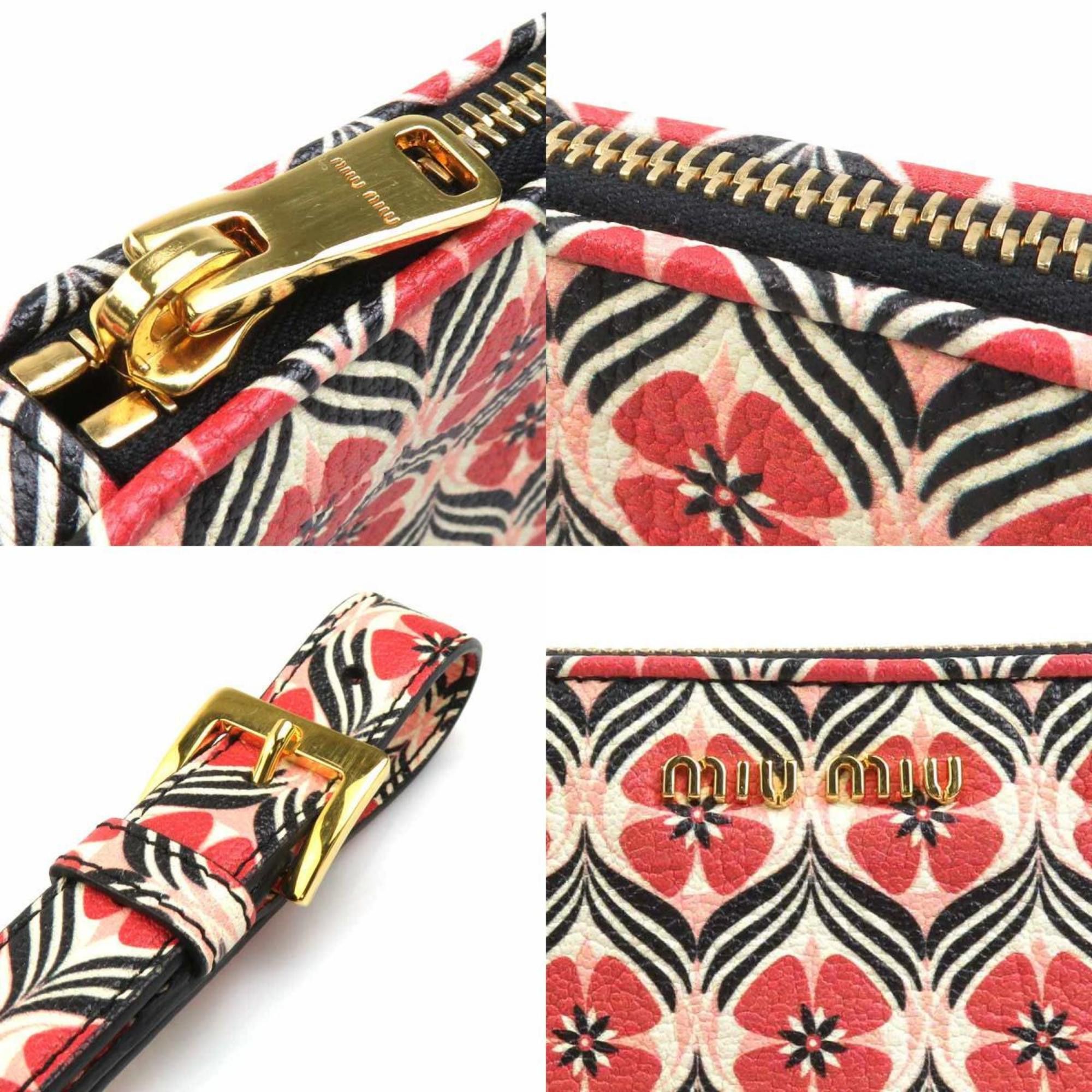 Miu Miu Miu Miu Miu Clutch Bag Leather Red x Multicolor Women's 5NE455 56123g Size ONE SIZE - 4 Thumbnail