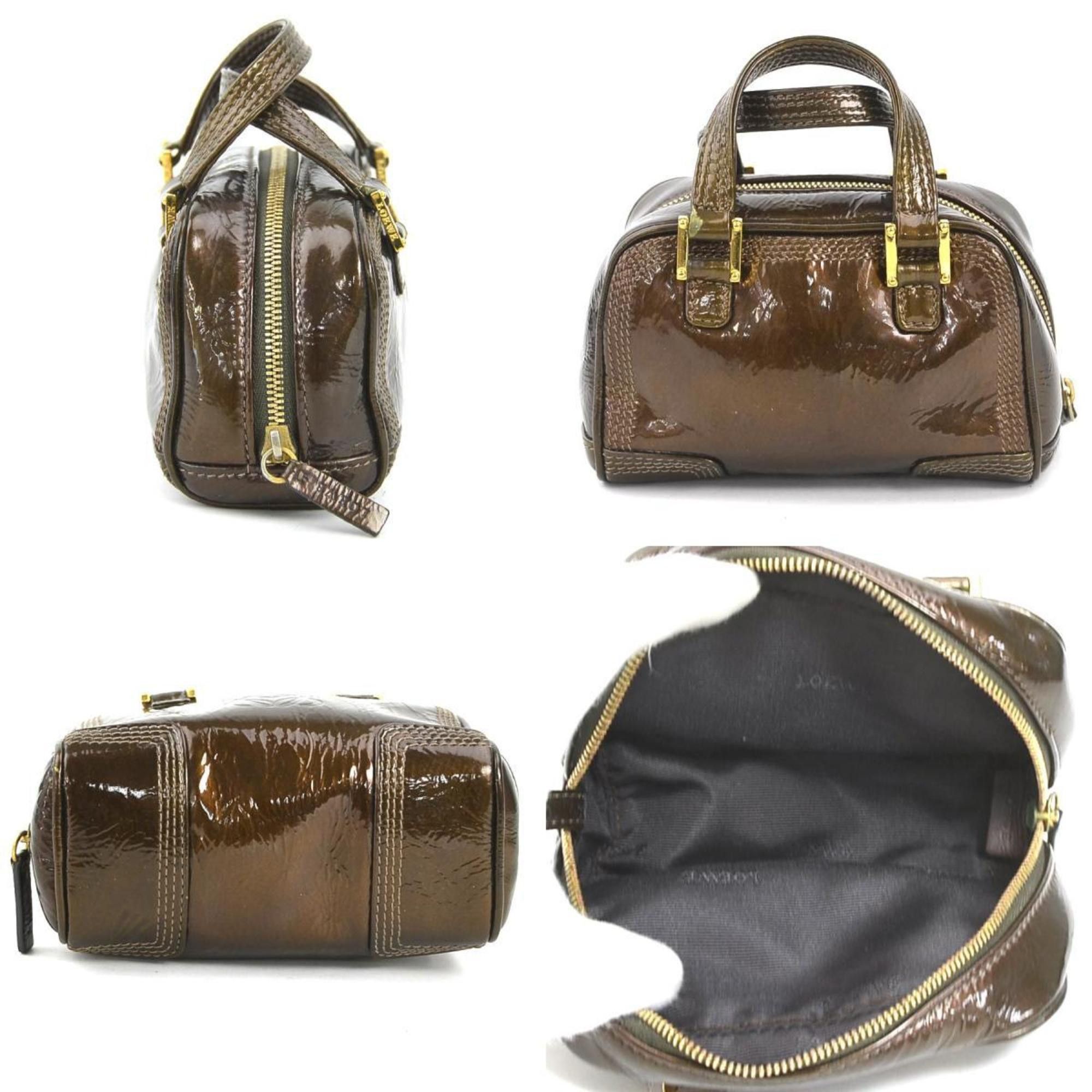 LOEWE shoulder bag mini handbag anagram enamel brown gold ladies e60377a