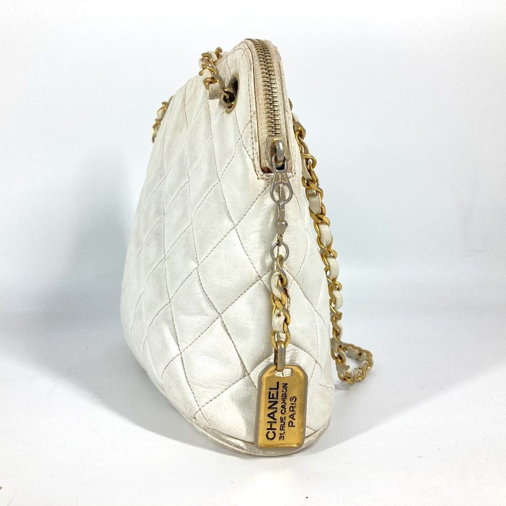 Chanel Chanel Matelasse Logo Double Chain Bag Shawl Shoulder Leather Women White Size ONE SIZE - 3 Thumbnail