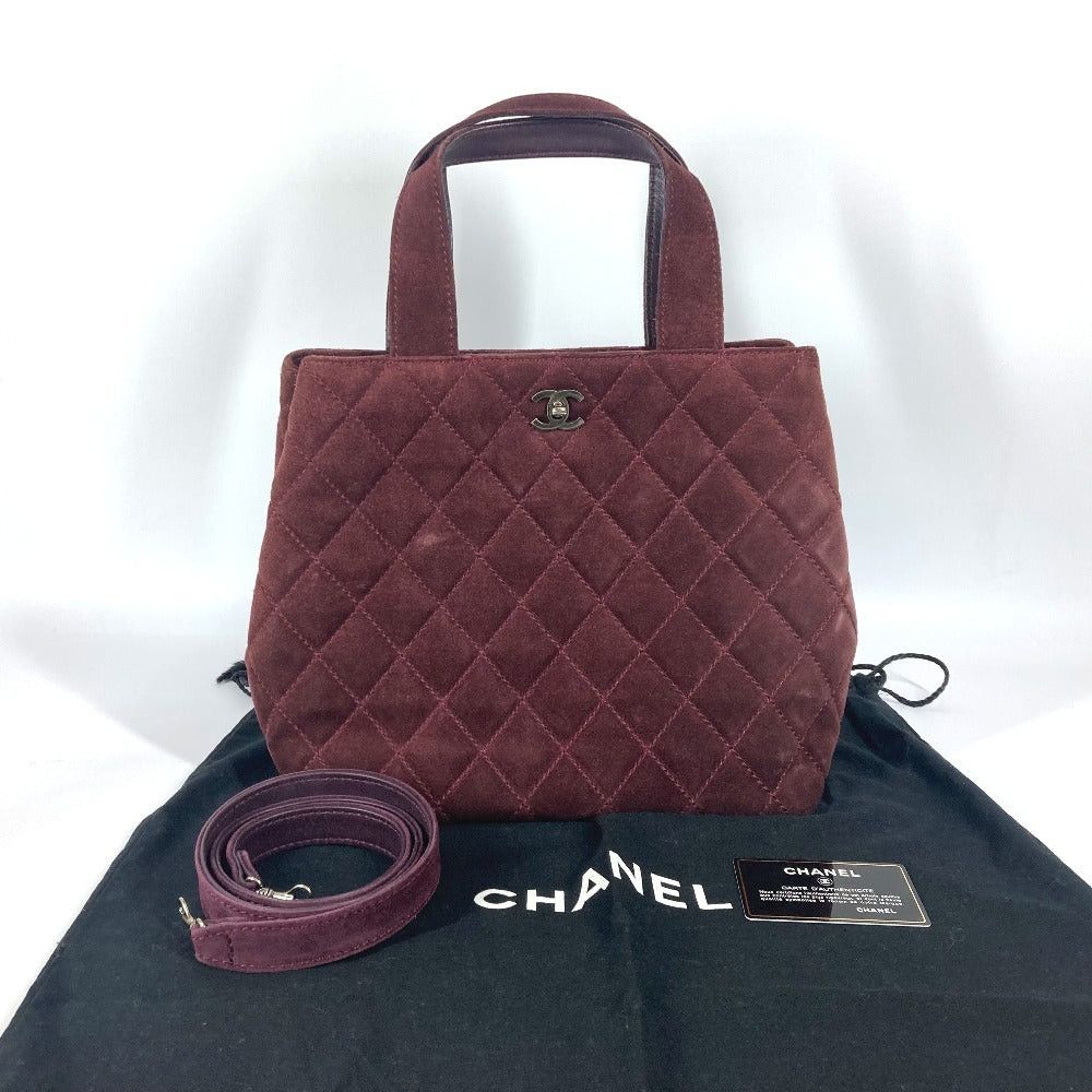 Chanel Chanel Tote Bag Turn Lock Cc Coma Mark Matelasse 2 Way Shoulder Diagonal Hanging (E.G. Of A Rocket) Briefcase Handbag Suede Women Wine Red Size ONE SIZE - 17 Thumbnail