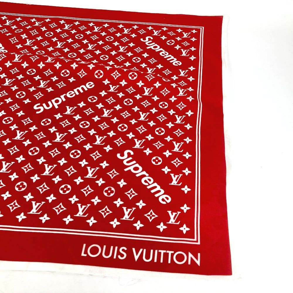 Louis Vuitton Louis Vuitton Mp1888 Supreme Collaboration Logo Scarf Interior Bandana Cotton Unisex Red Size ONE SIZE - 2 Thumbnail