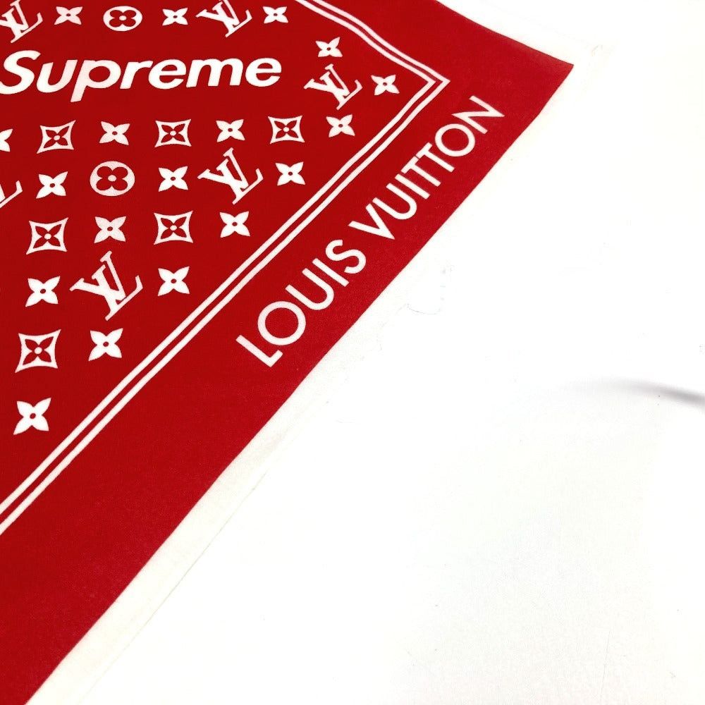 Louis Vuitton Louis Vuitton Mp1888 Supreme Collaboration Logo Scarf Interior Bandana Cotton Unisex Red Size ONE SIZE - 7 Thumbnail