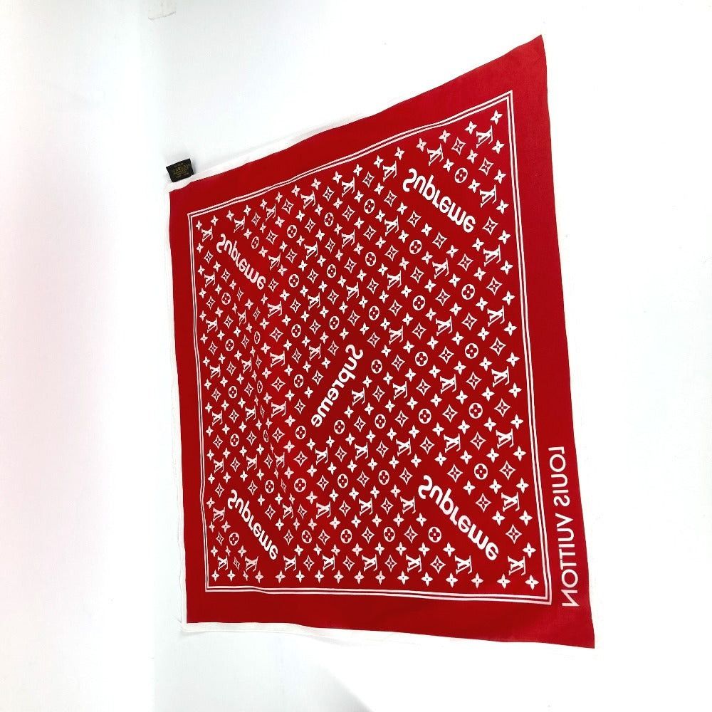 Louis Vuitton Louis Vuitton Mp1888 Supreme Collaboration Logo Scarf Interior Bandana Cotton Unisex Red Size ONE SIZE - 8 Thumbnail