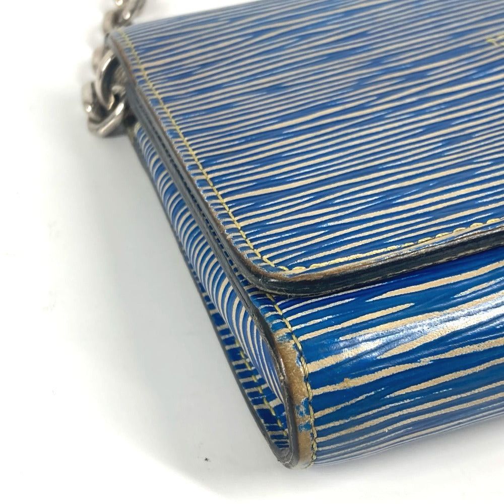 Louis Vuitton Louis Vuitton M61036 Epi Denim Small Leather Belt Worn By Commoners In Ancient Japan Twist Chain Wallet Long Diagonal Hanging (E.G. Of A Rocket) Flap Shoulder Bag Women Blue Size ONE SIZE - 16 Thumbnail