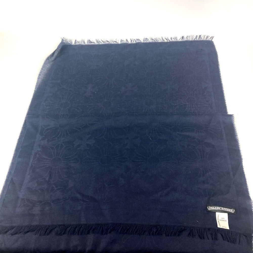 Chrome Hearts Chrome Hearts Ch Plus Large Size Stall Scarf Fringe Cashmere Unisex Navy Size ONE SIZE - 8 Thumbnail