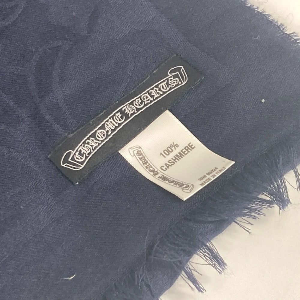Chrome Hearts Chrome Hearts Ch Plus Large Size Stall Scarf Fringe Cashmere Unisex Navy Size ONE SIZE - 5 Thumbnail