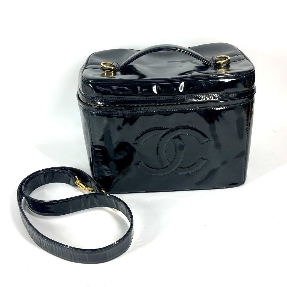 Chanel Chanel Cc Coma Mark Vanity Bag 2 Way Shoulder Briefcase Shawl Handbag Patent Leather Women Black Size ONE SIZE - 16 Thumbnail
