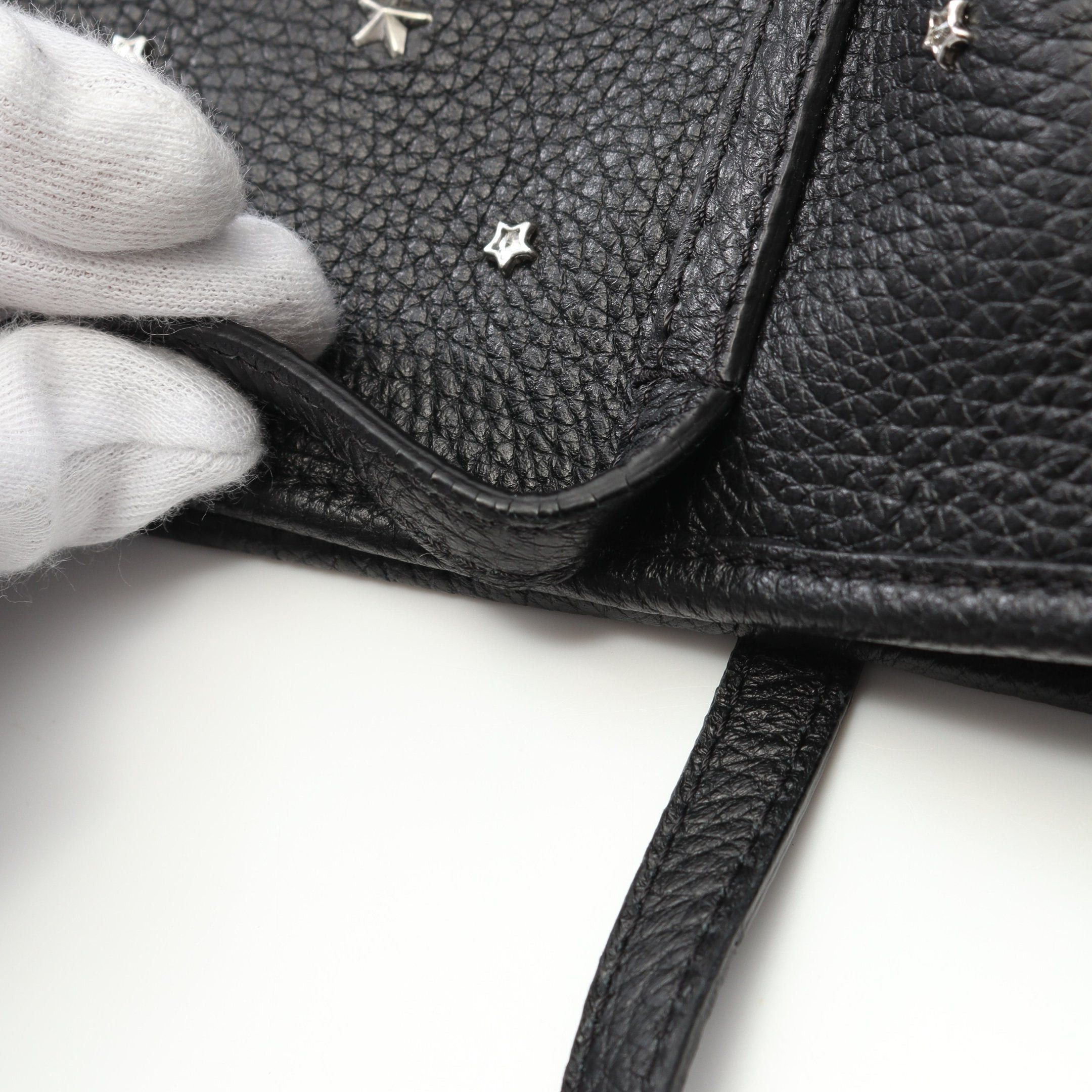 Jimmy Choo Jimmy Choo Sasha S Handbag Tote Bag Leather Black Star Studs Size ONE SIZE - 6 Thumbnail
