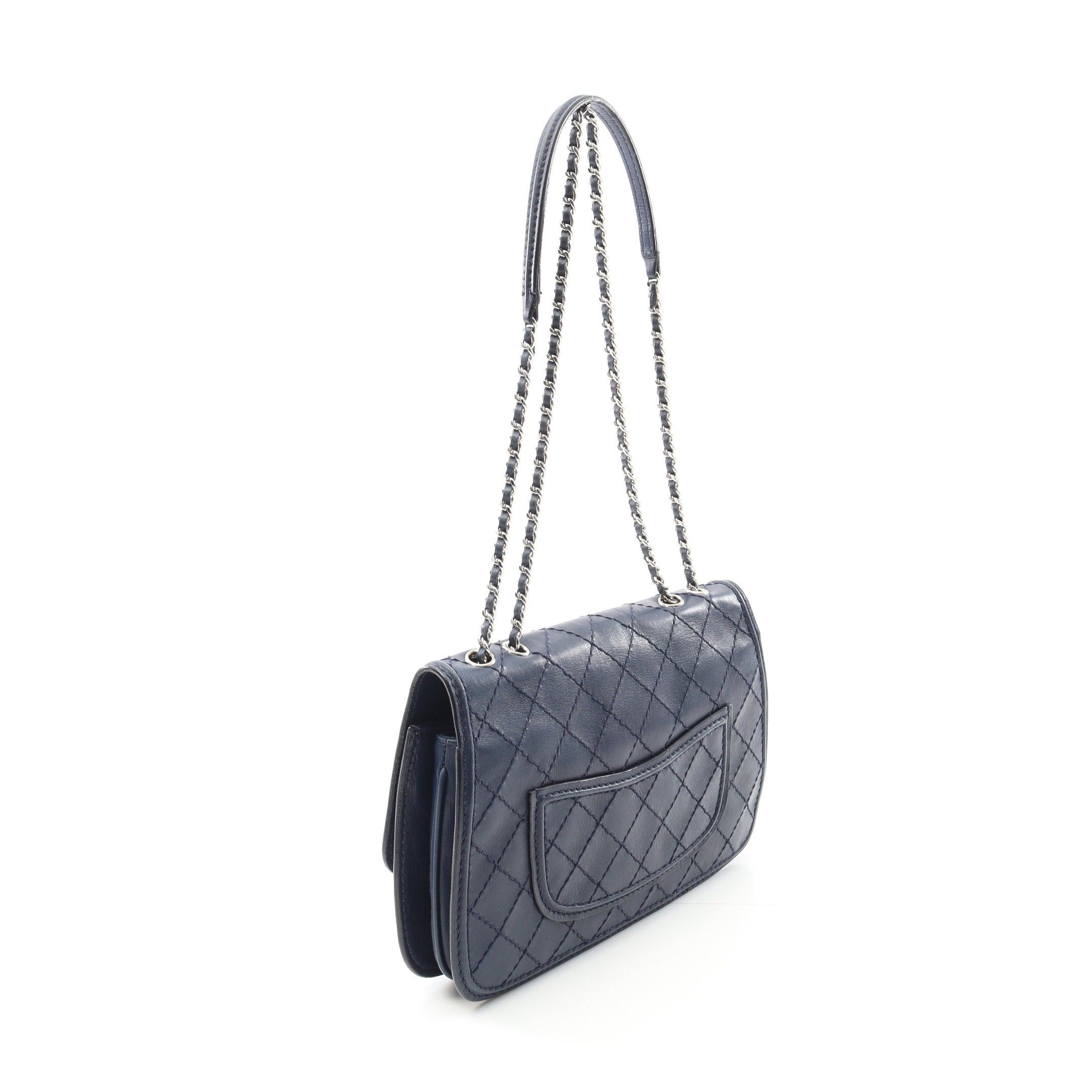 Chanel Chanel Wild Stitch Chain Shoulder Bag Leather Navy Silver Hardware Size ONE SIZE - 2 Thumbnail