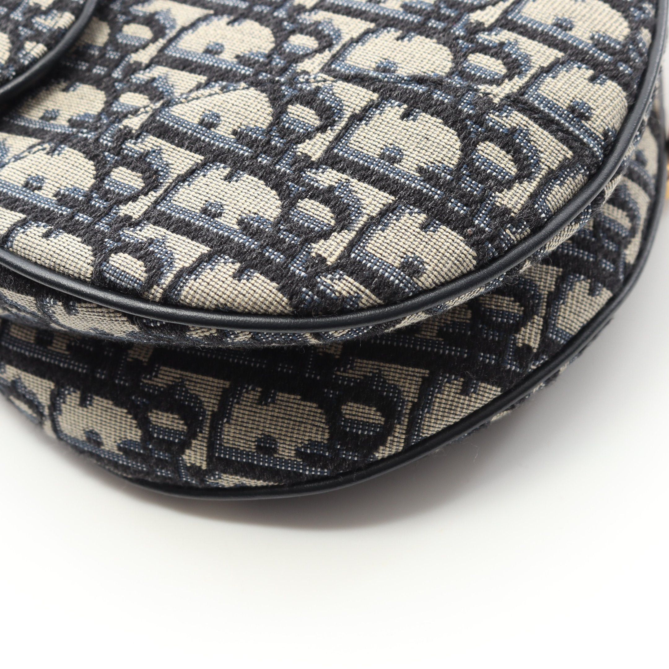 Dior Dior Saddle Bag Oblique Jacquard Handbag Canvas Leather Beige Navy With Optional Shoulder Strap Size ONE SIZE - 5 Thumbnail
