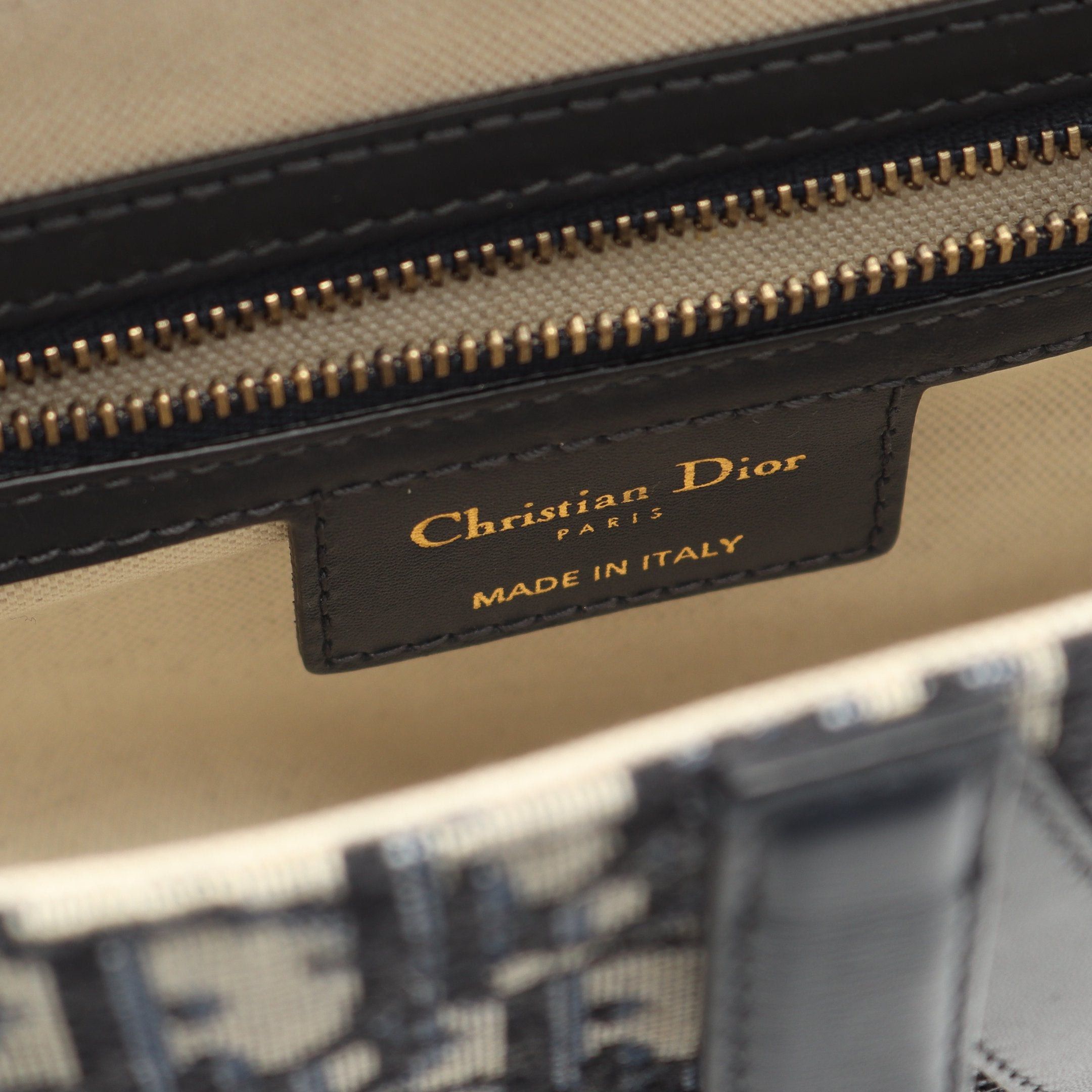 Dior Dior Saddle Bag Oblique Jacquard Handbag Canvas Leather Beige Navy With Optional Shoulder Strap Size ONE SIZE - 4 Thumbnail