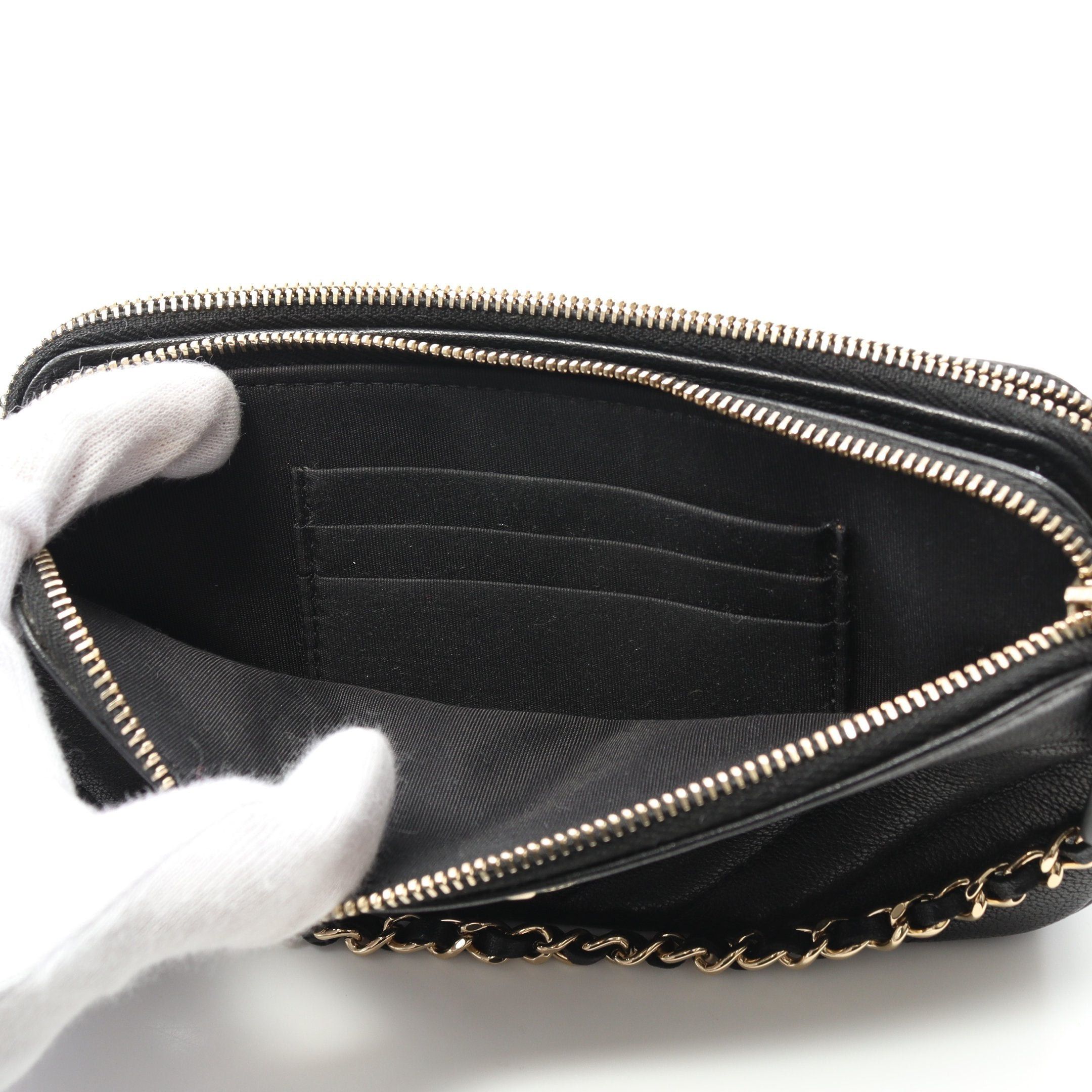 Chanel Chanel Mademoiselle Chain Wallet Leather Black Gold Hardware Size ONE SIZE - 9 Thumbnail