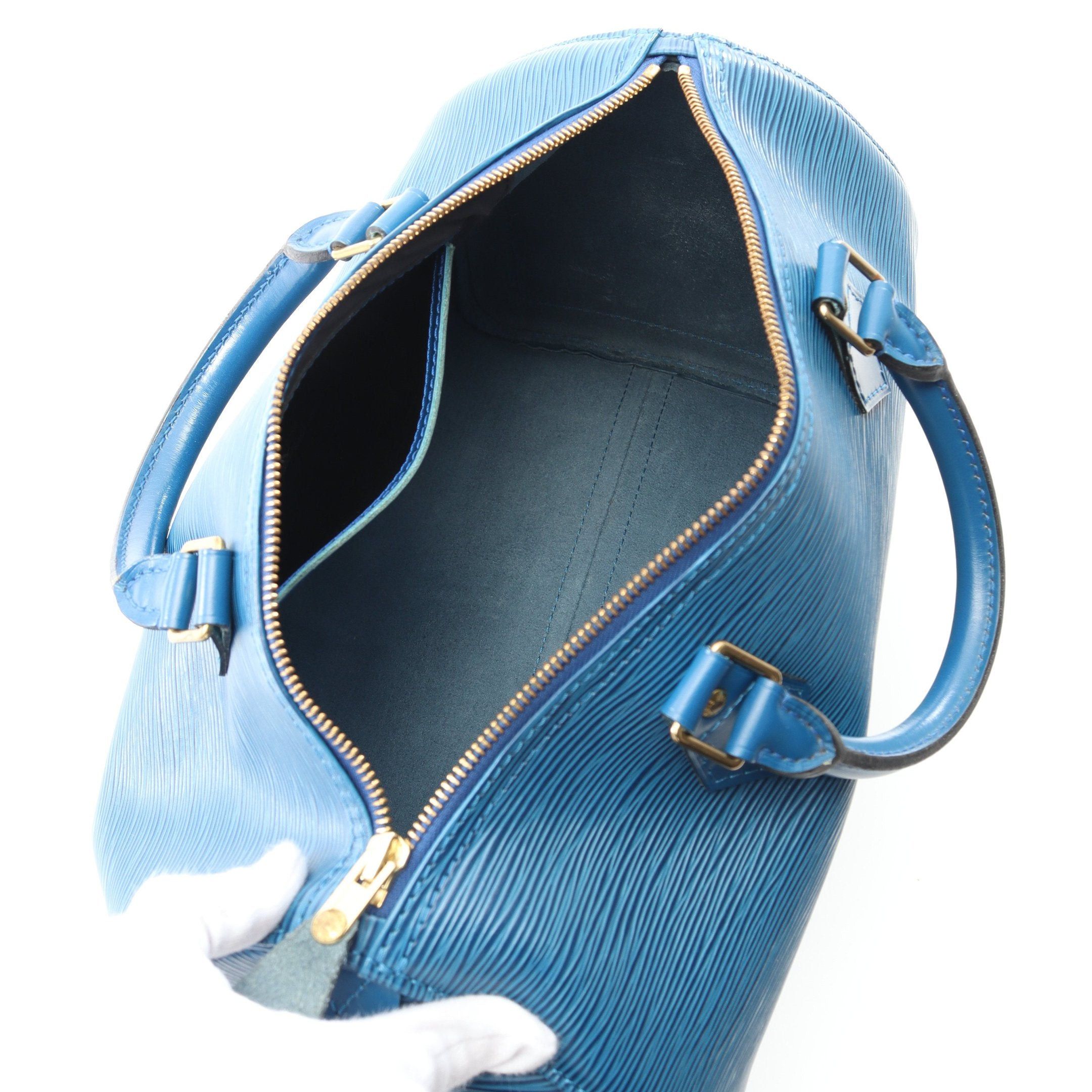 Louis Vuitton Louis Vuitton Speedy 30 Epi Toledo Blue Handbag Leather Size ONE SIZE - 3 Thumbnail