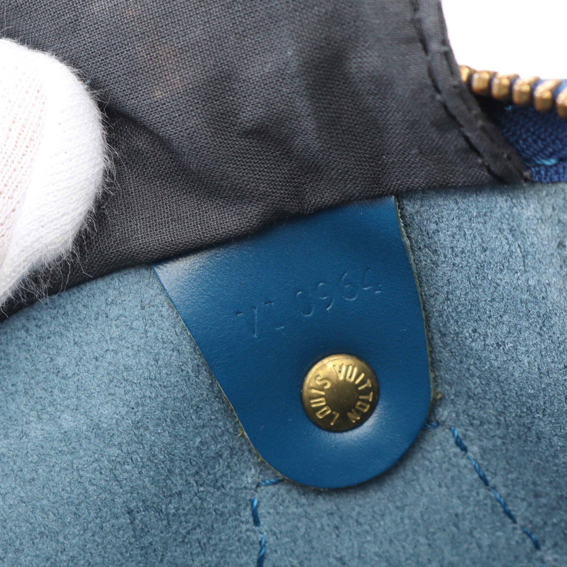 Louis Vuitton Louis Vuitton Speedy 30 Epi Toledo Blue Handbag Leather Size ONE SIZE - 5 Thumbnail