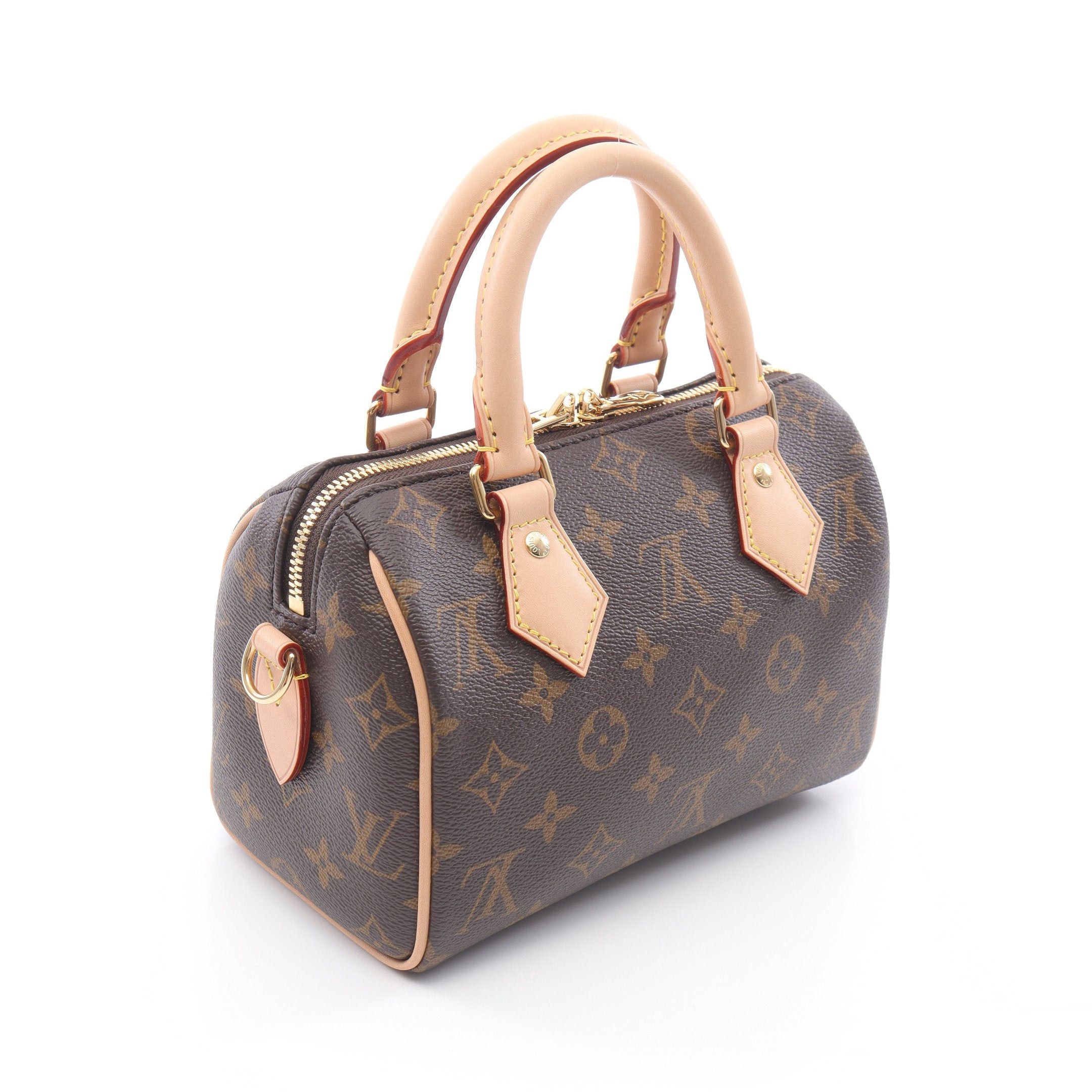 Louis Vuitton Louis Vuitton Speedy 20 Monogram Beige Handbag Leather Brown Size ONE SIZE - 2 Thumbnail