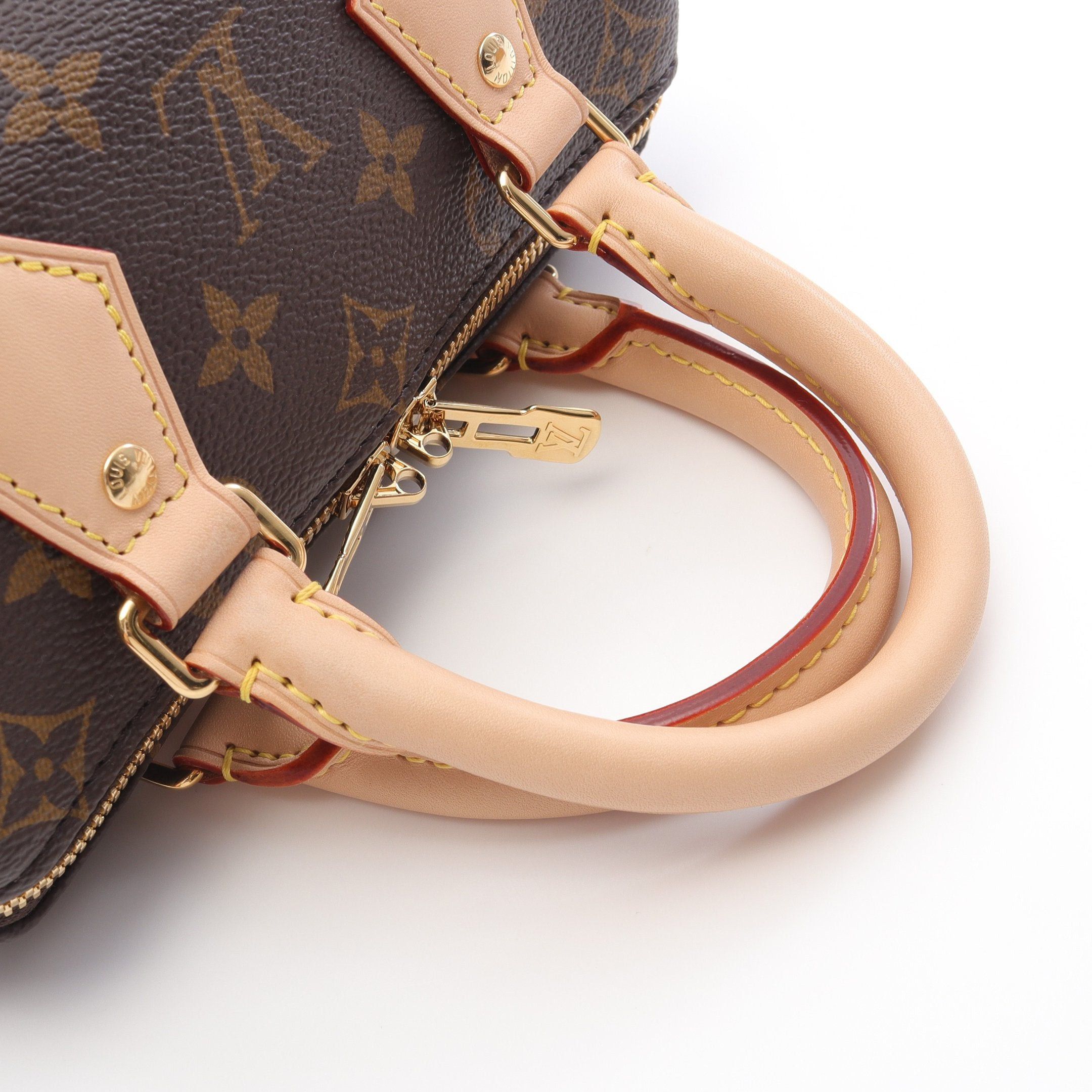 Louis Vuitton Louis Vuitton Speedy 20 Monogram Beige Handbag Leather Brown Size ONE SIZE - 5 Thumbnail