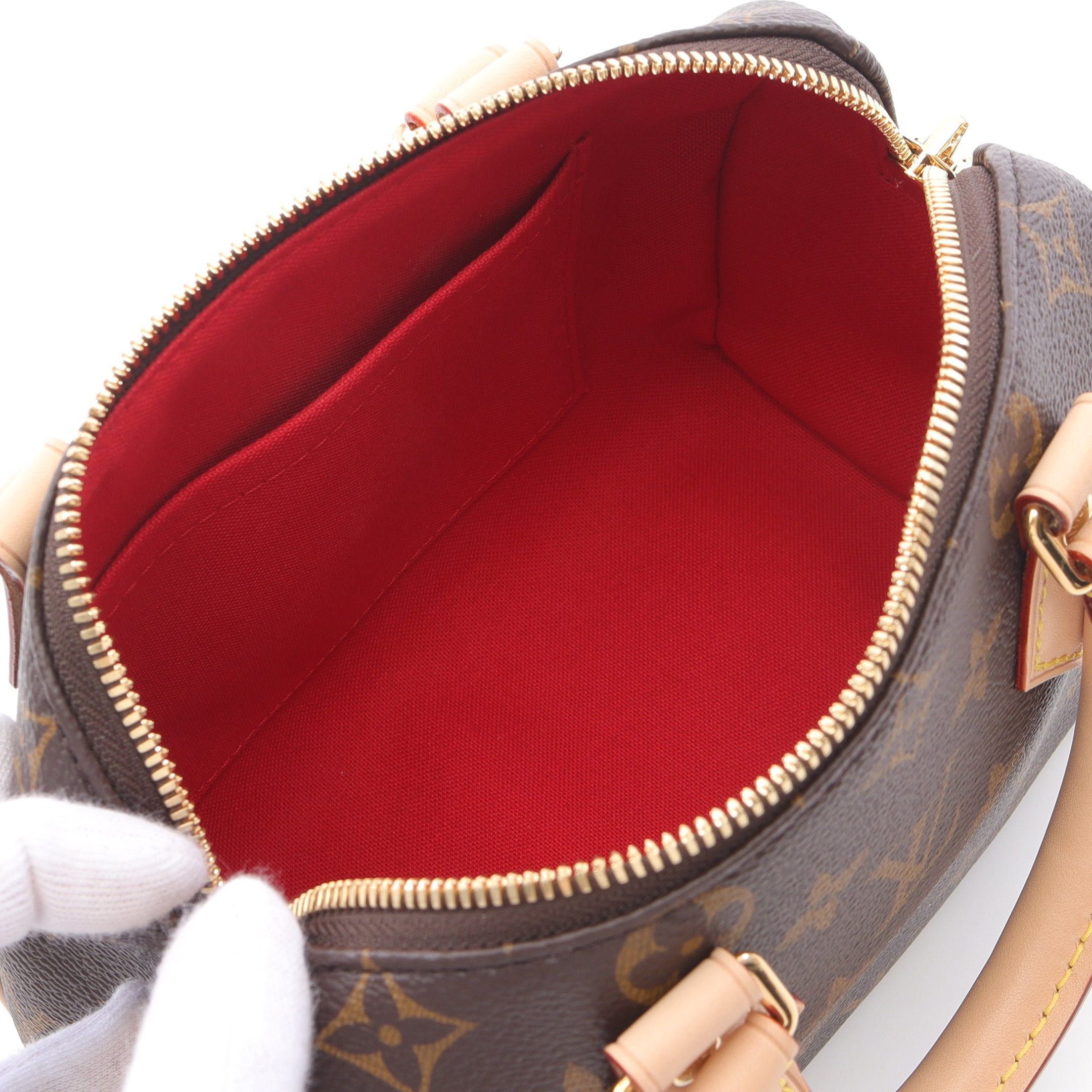 Louis Vuitton Louis Vuitton Speedy 20 Monogram Beige Handbag Leather Brown Size ONE SIZE - 3 Thumbnail