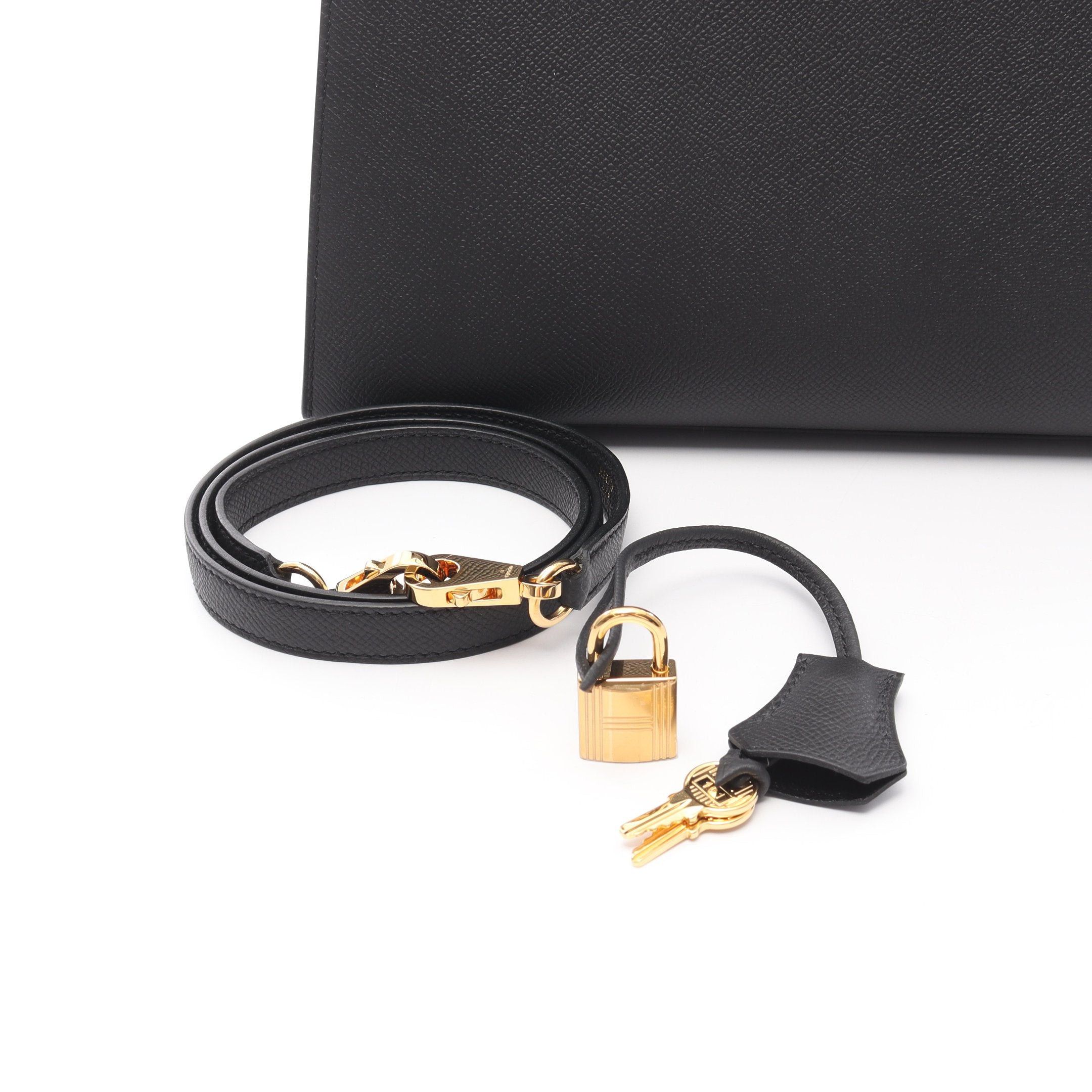 Hermes Hermes Kelly28 Handbag Veau Epsom Black Gold Hardware Outside Sewing Double Engraved Size ONE SIZE - 6 Thumbnail
